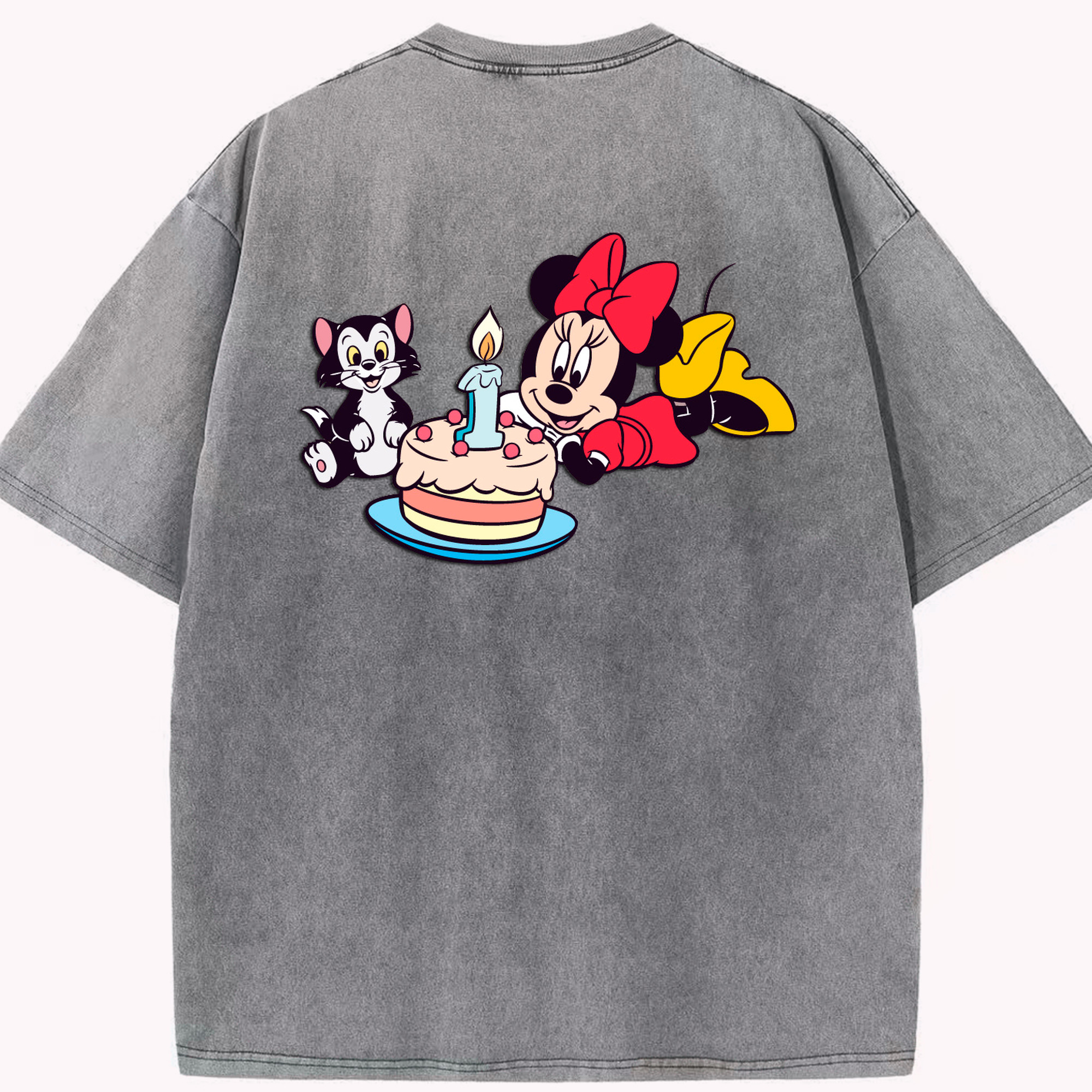 （画像用） ミッキーマウス Mickey Mouse 綿100% ヴィンテージ風 半袖Tシャツ（背面プリント）
