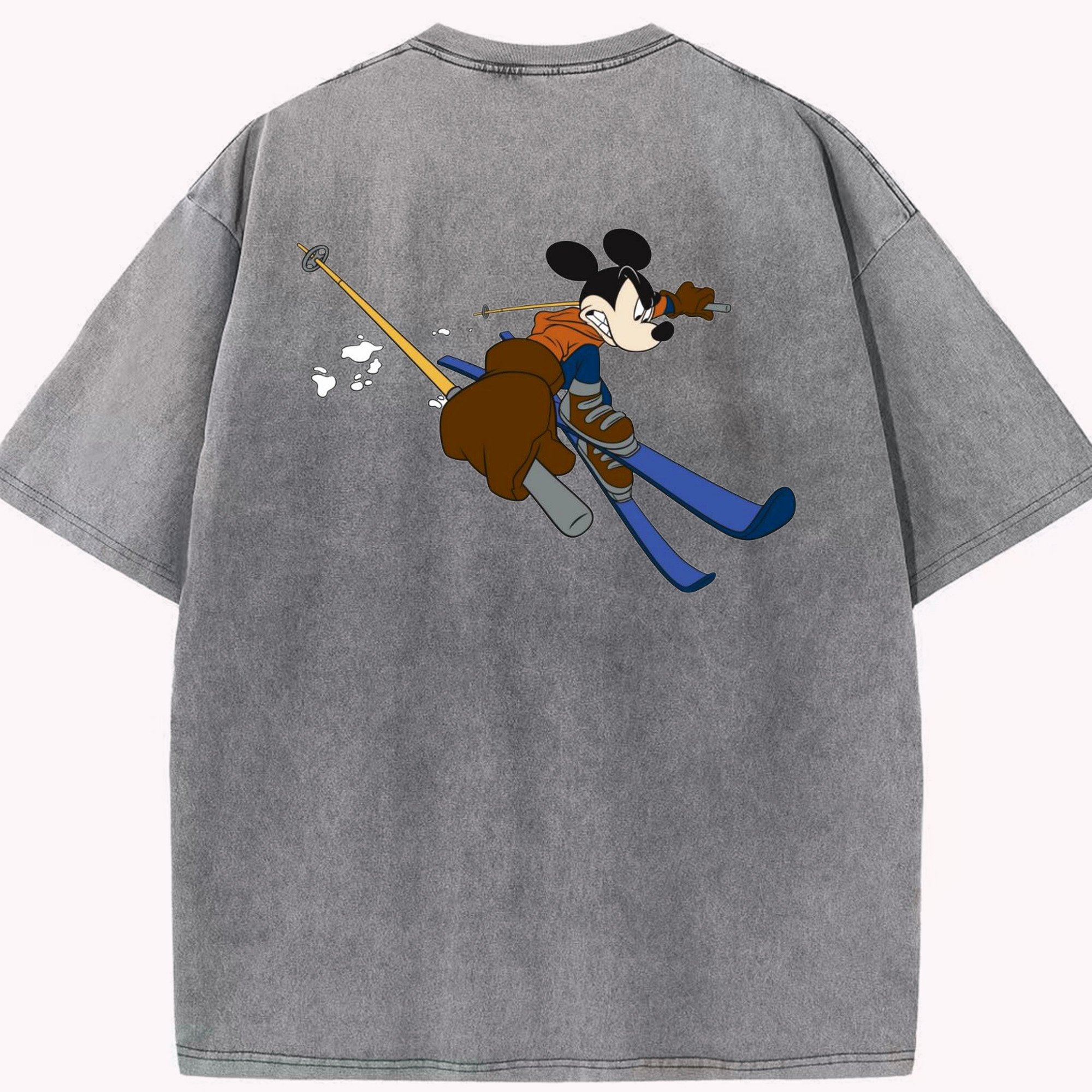 （画像用） ミッキーマウス Mickey Mouse 綿100% ヴィンテージ風 半袖Tシャツ（背面プリント）