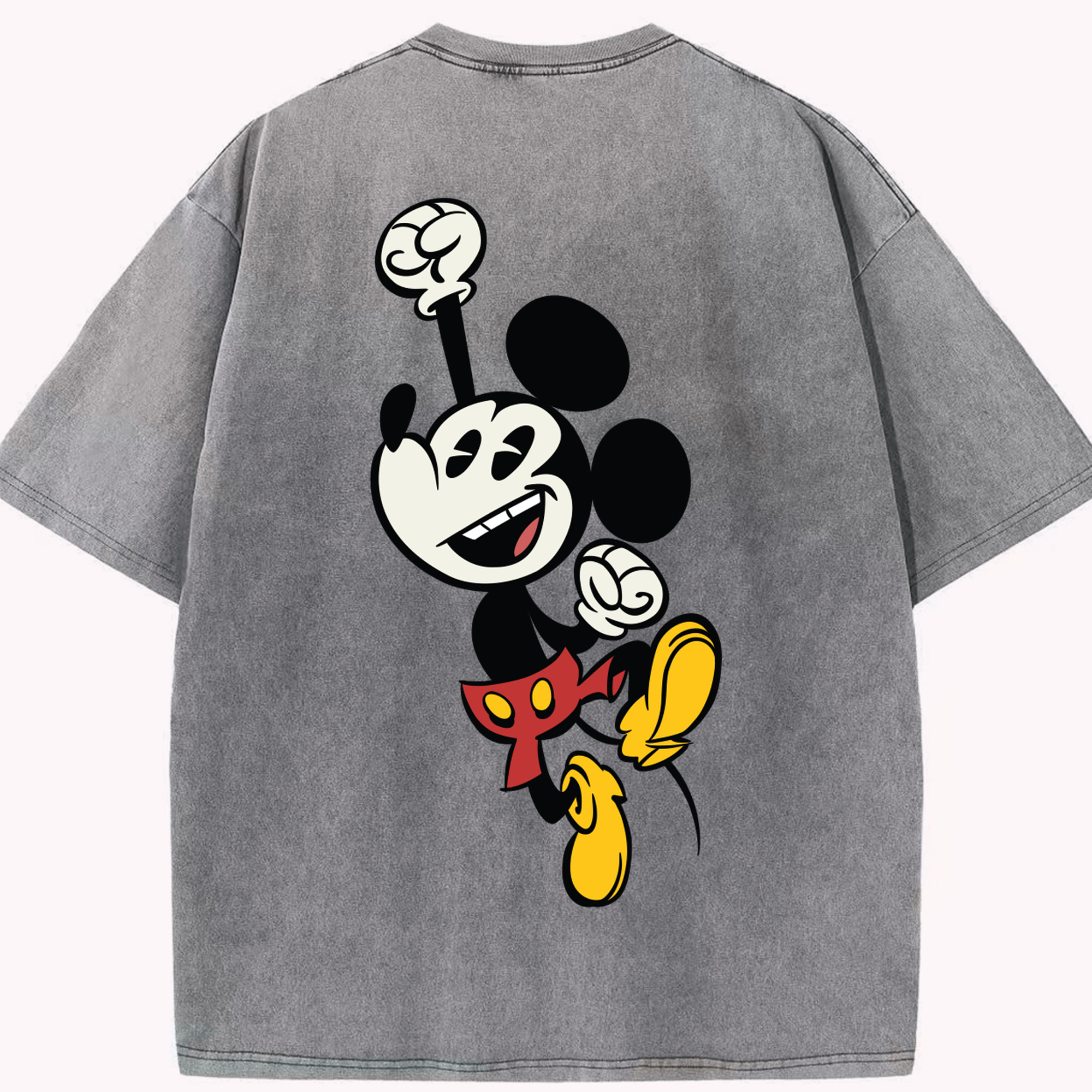 （画像用） ミッキーマウス Mickey Mouse 綿100% ヴィンテージ風 半袖Tシャツ（背面プリント）