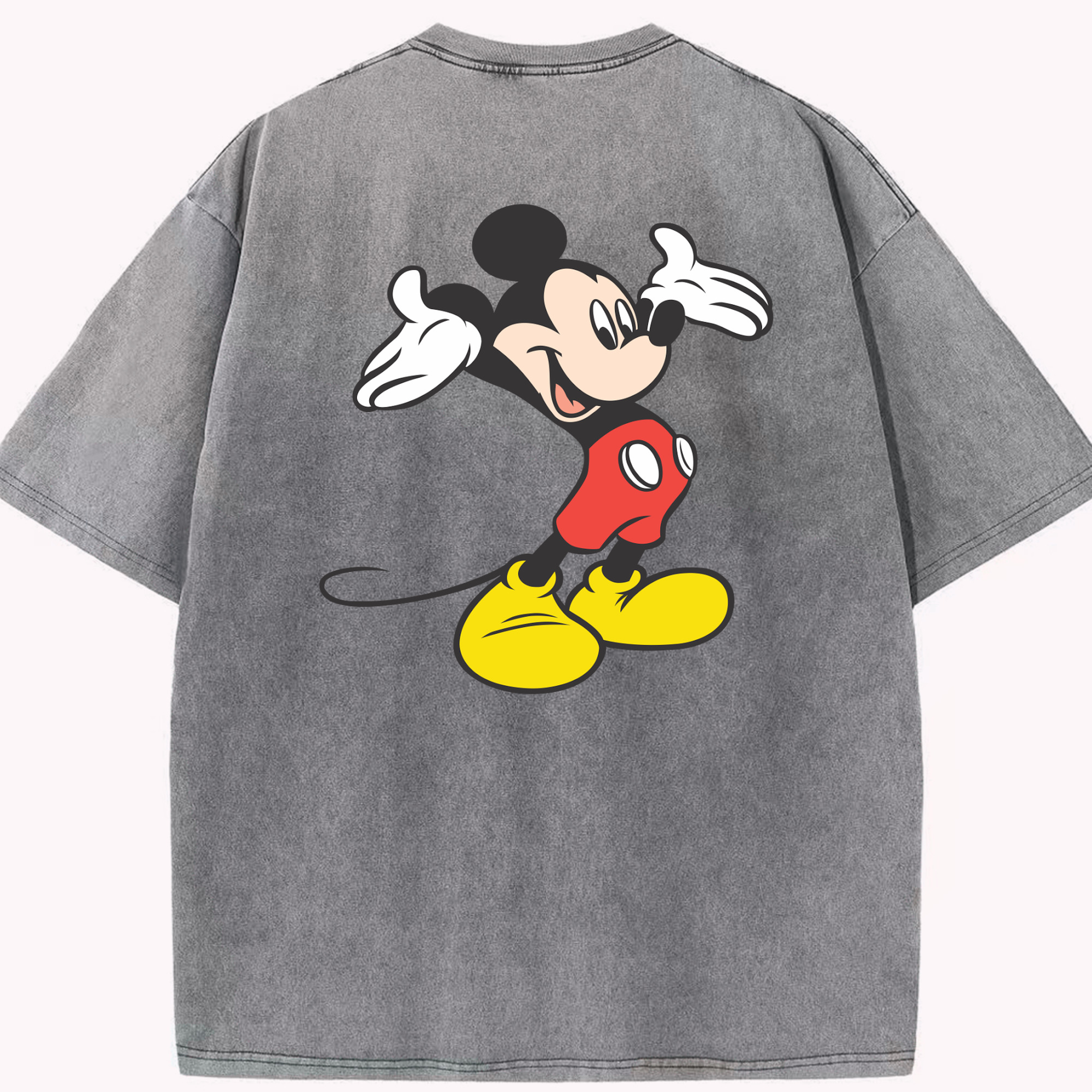 （画像用） ミッキーマウス Mickey Mouse 綿100% ヴィンテージ風 半袖Tシャツ（背面プリント）