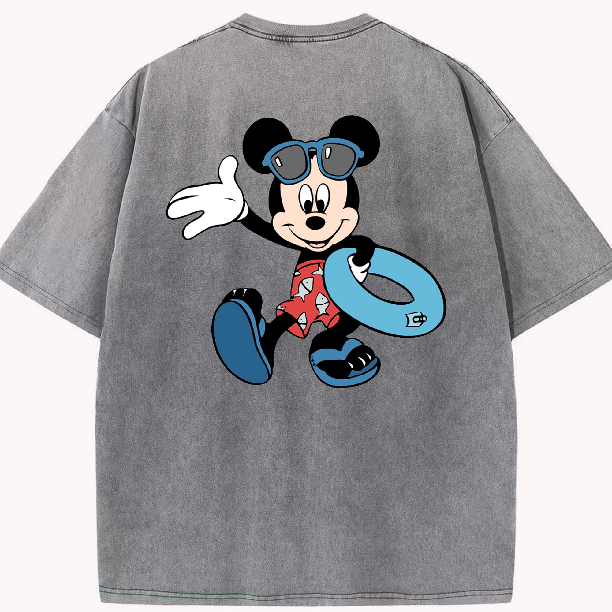 （画像用） ミッキーマウス Mickey Mouse 綿100% ヴィンテージ風 半袖Tシャツ（背面プリント）