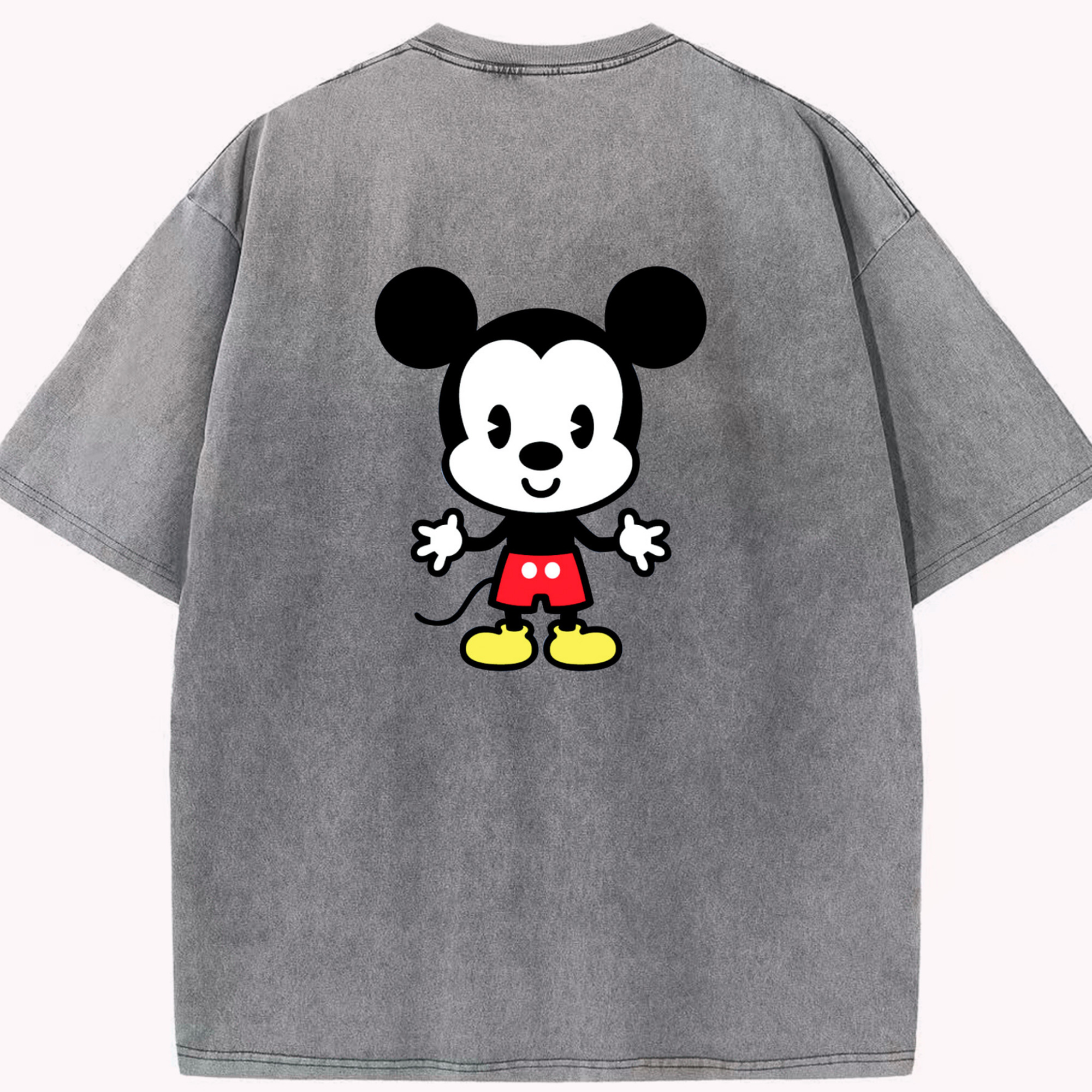 （画像用） ミッキーマウス Mickey Mouse 綿100% ヴィンテージ風 半袖Tシャツ（背面プリント）