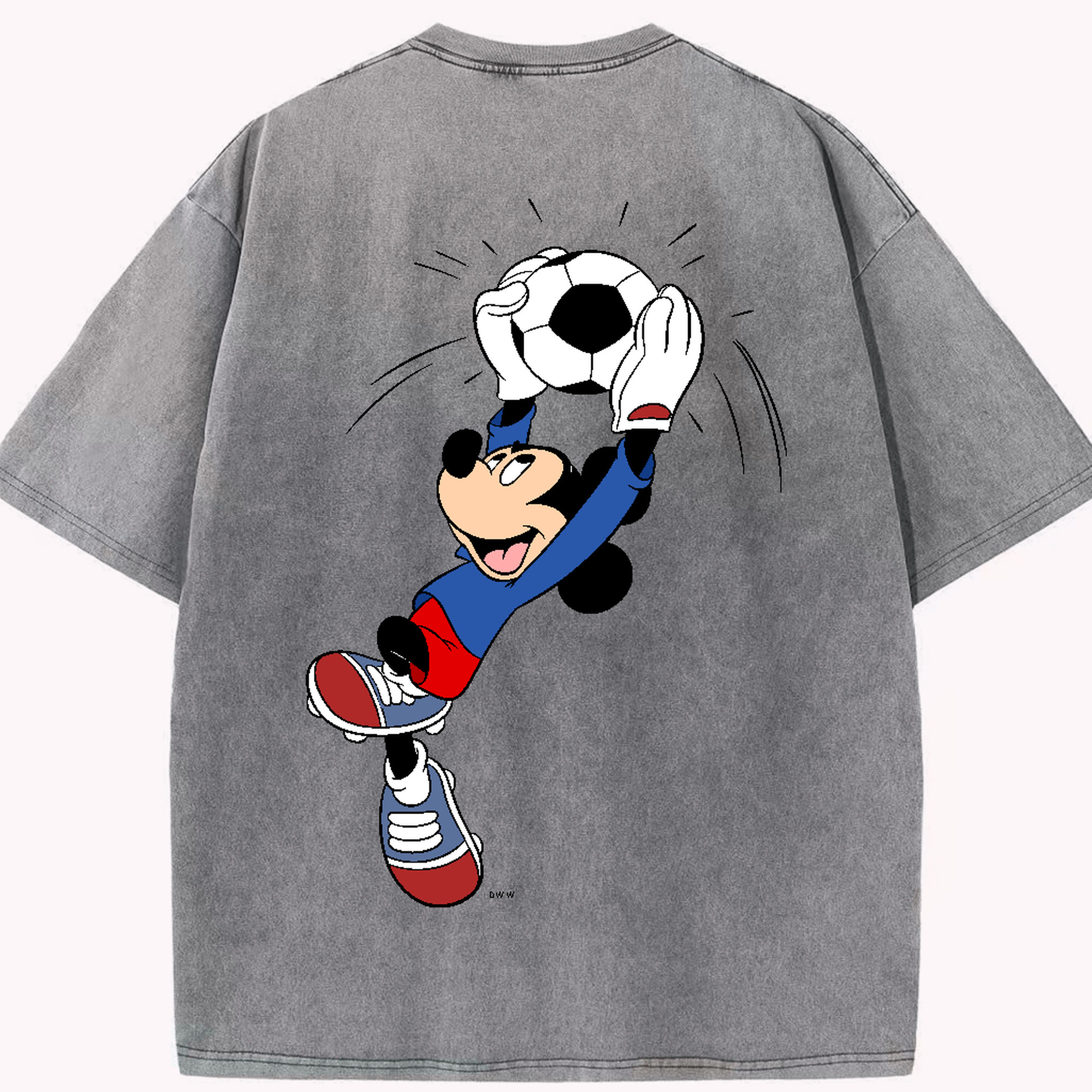（画像用） ミッキーマウス Mickey Mouse 綿100% ヴィンテージ風 半袖Tシャツ（背面プリント）