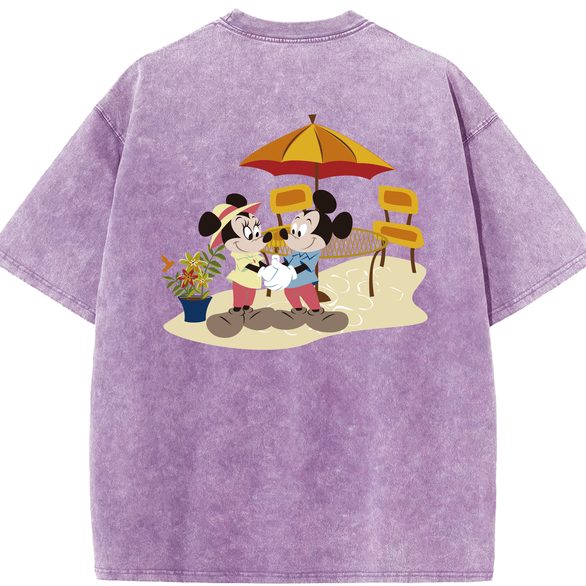 （画像用） ミッキーマウス Mickey Mouse 綿100% ヴィンテージ風 半袖Tシャツ（背面プリント）