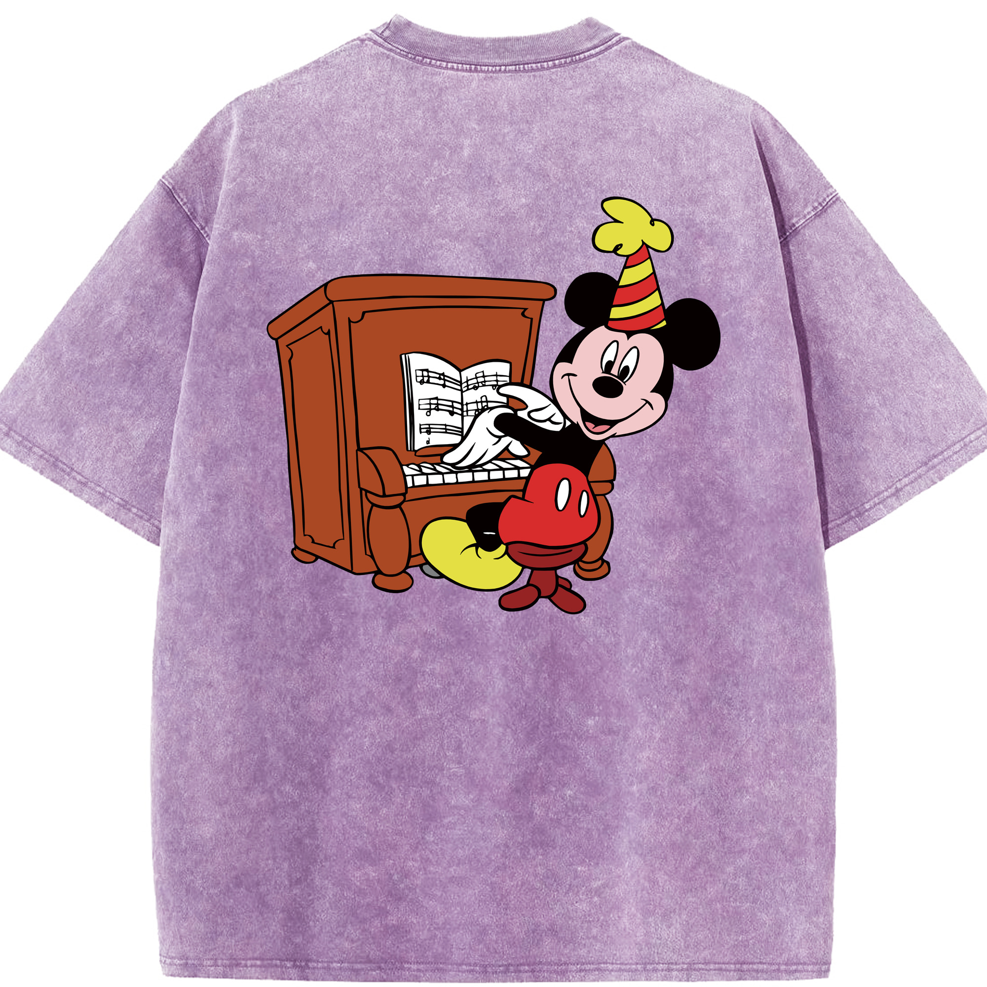 （画像用） ミッキーマウス Mickey Mouse 綿100% ヴィンテージ風 半袖Tシャツ（背面プリント）