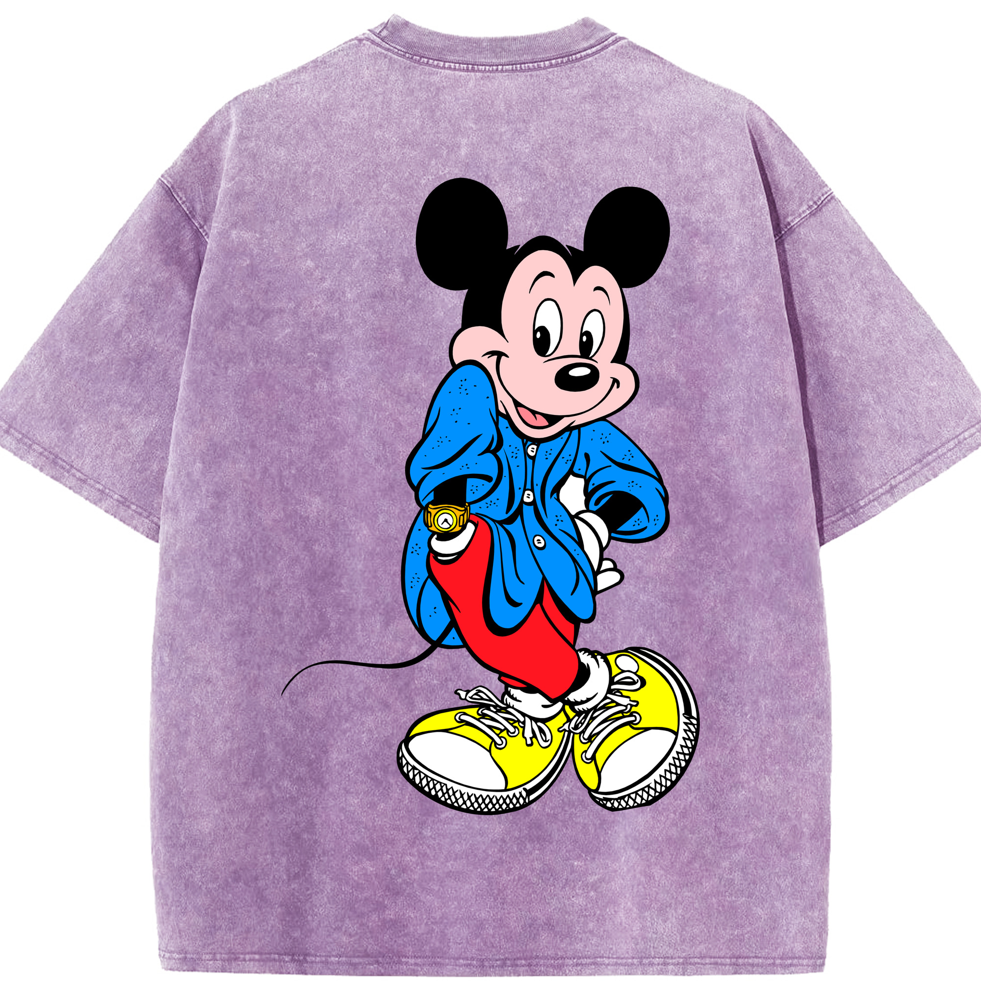 （画像用） ミッキーマウス Mickey Mouse 綿100% ヴィンテージ風 半袖Tシャツ（背面プリント）