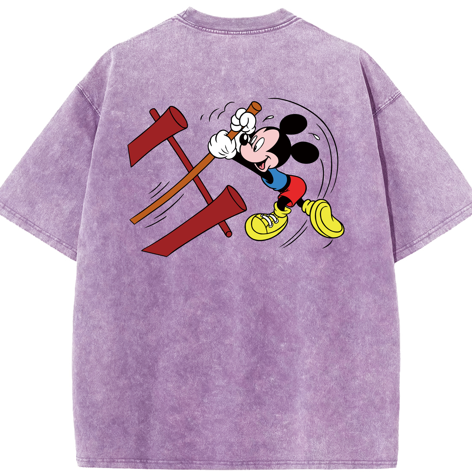 （画像用） ミッキーマウス Mickey Mouse 綿100% ヴィンテージ風 半袖Tシャツ（背面プリント）