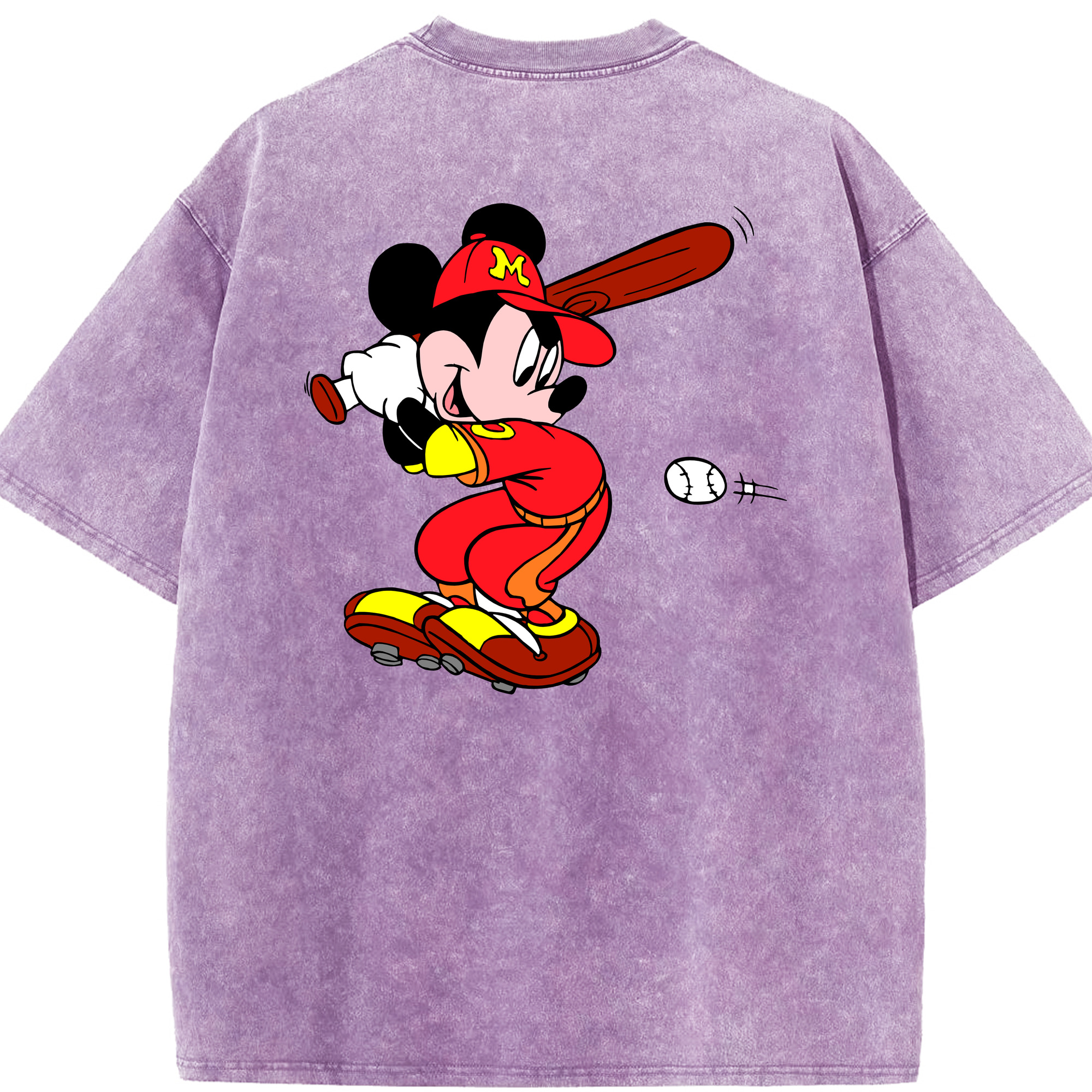（画像用） ミッキーマウス Mickey Mouse 綿100% ヴィンテージ風 半袖Tシャツ（背面プリント）