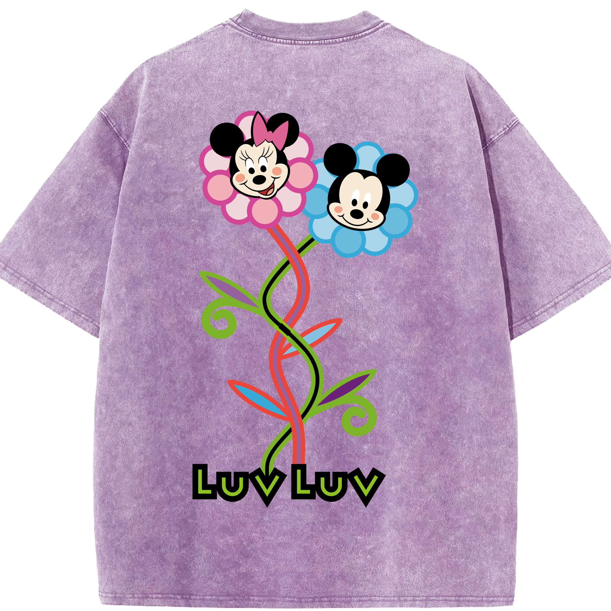 （画像用） ミッキーマウス Mickey Mouse 綿100% ヴィンテージ風 半袖Tシャツ（背面プリント）