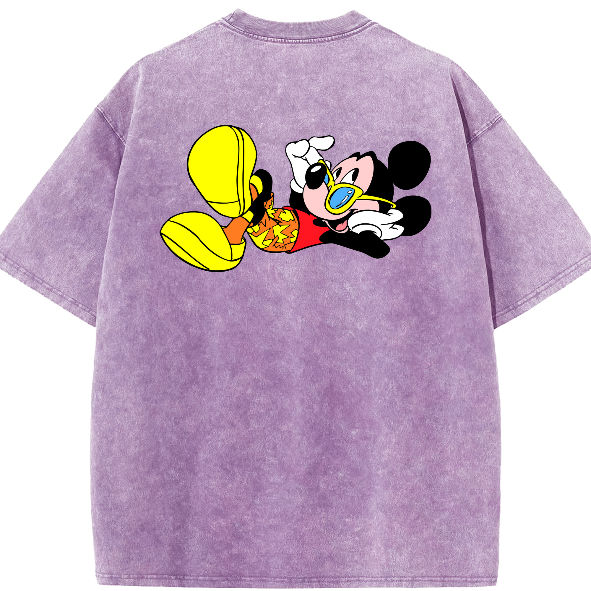 （画像用） ミッキーマウス Mickey Mouse 綿100% ヴィンテージ風 半袖Tシャツ（背面プリント）
