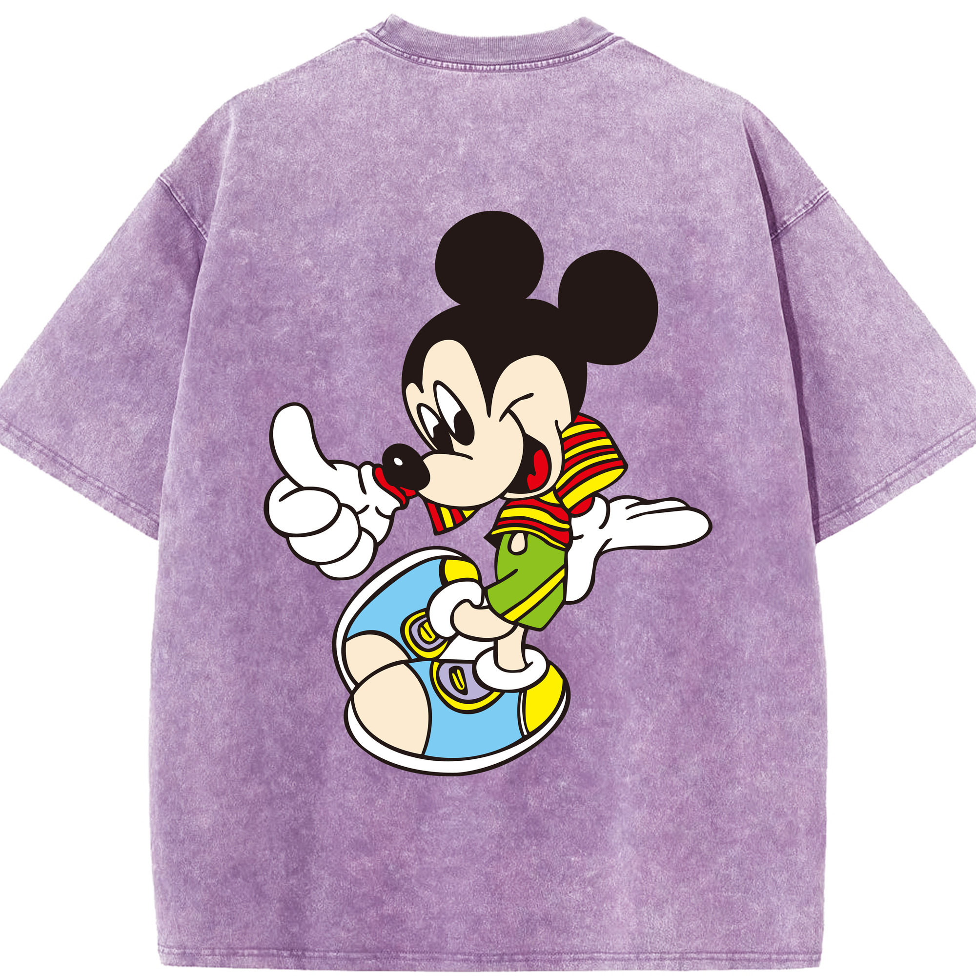 （画像用） ミッキーマウス Mickey Mouse 綿100% ヴィンテージ風 半袖Tシャツ（背面プリント）