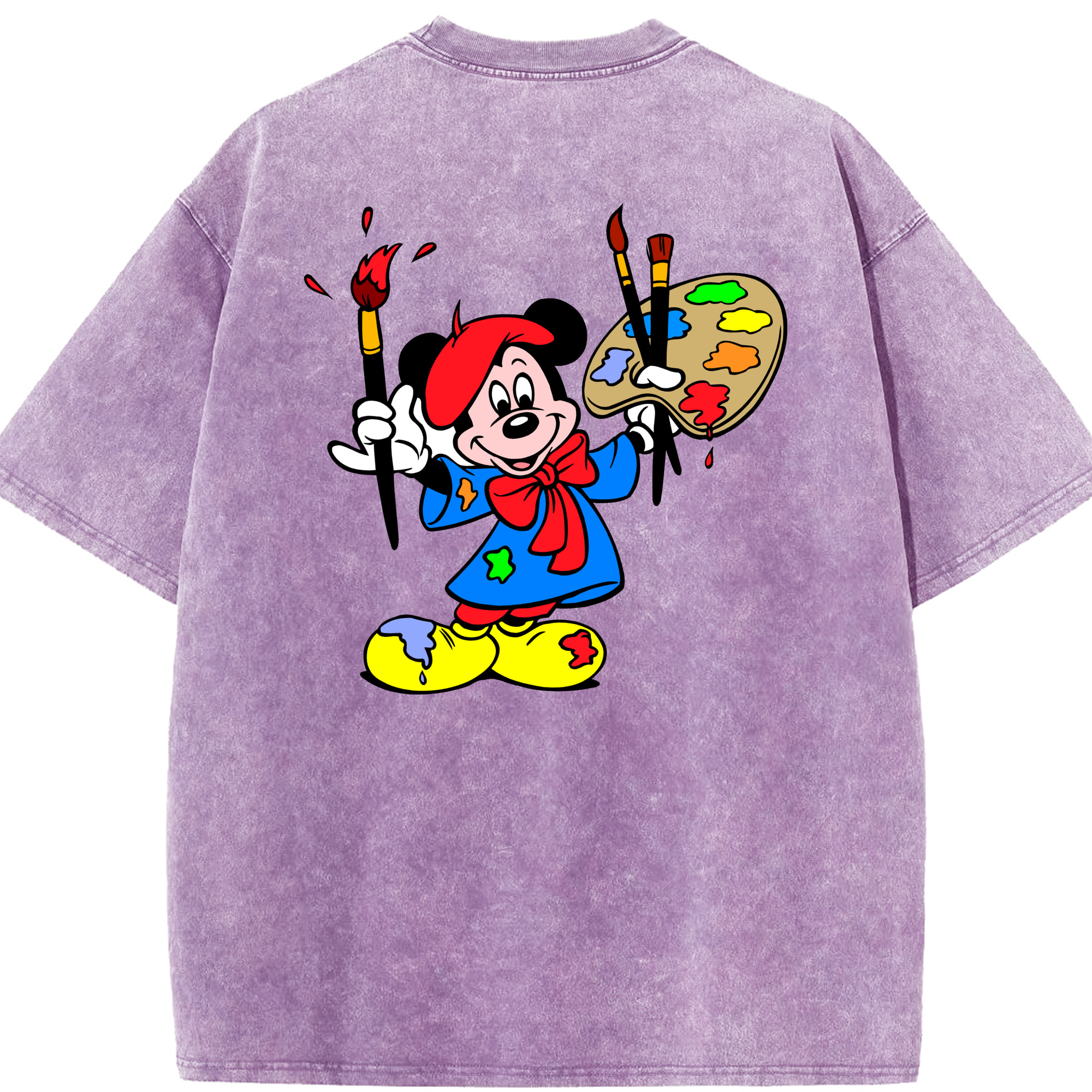 （画像用） ミッキーマウス Mickey Mouse 綿100% ヴィンテージ風 半袖Tシャツ（背面プリント）