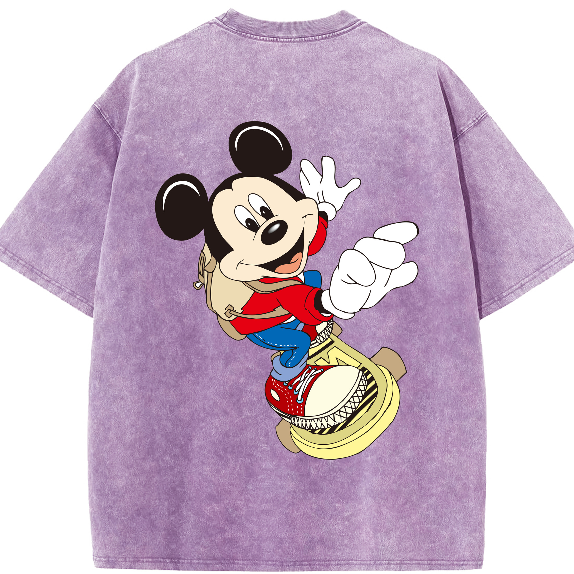 （画像用） ミッキーマウス Mickey Mouse 綿100% ヴィンテージ風 半袖Tシャツ（背面プリント）