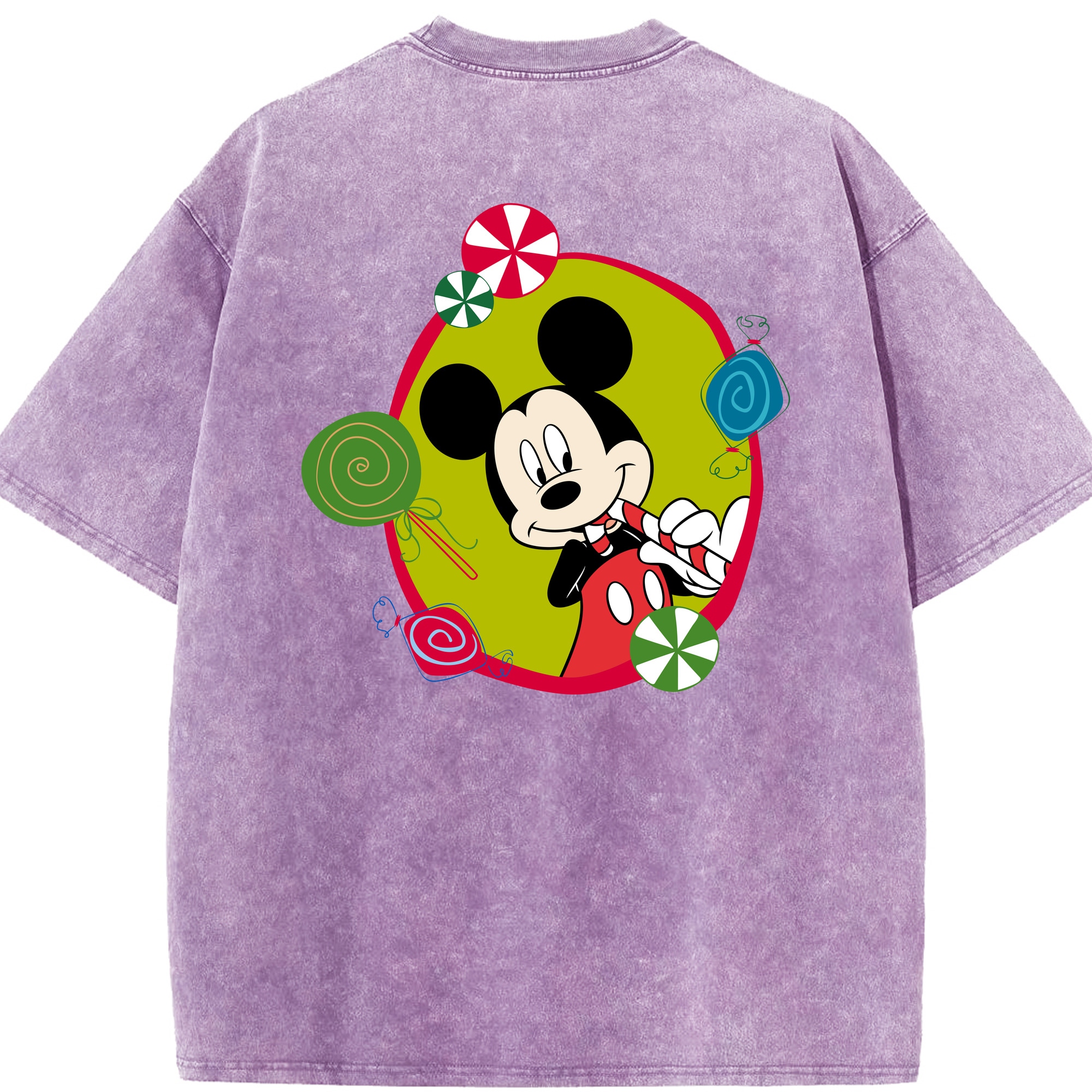 （画像用） ミッキーマウス Mickey Mouse 綿100% ヴィンテージ風 半袖Tシャツ（背面プリント）