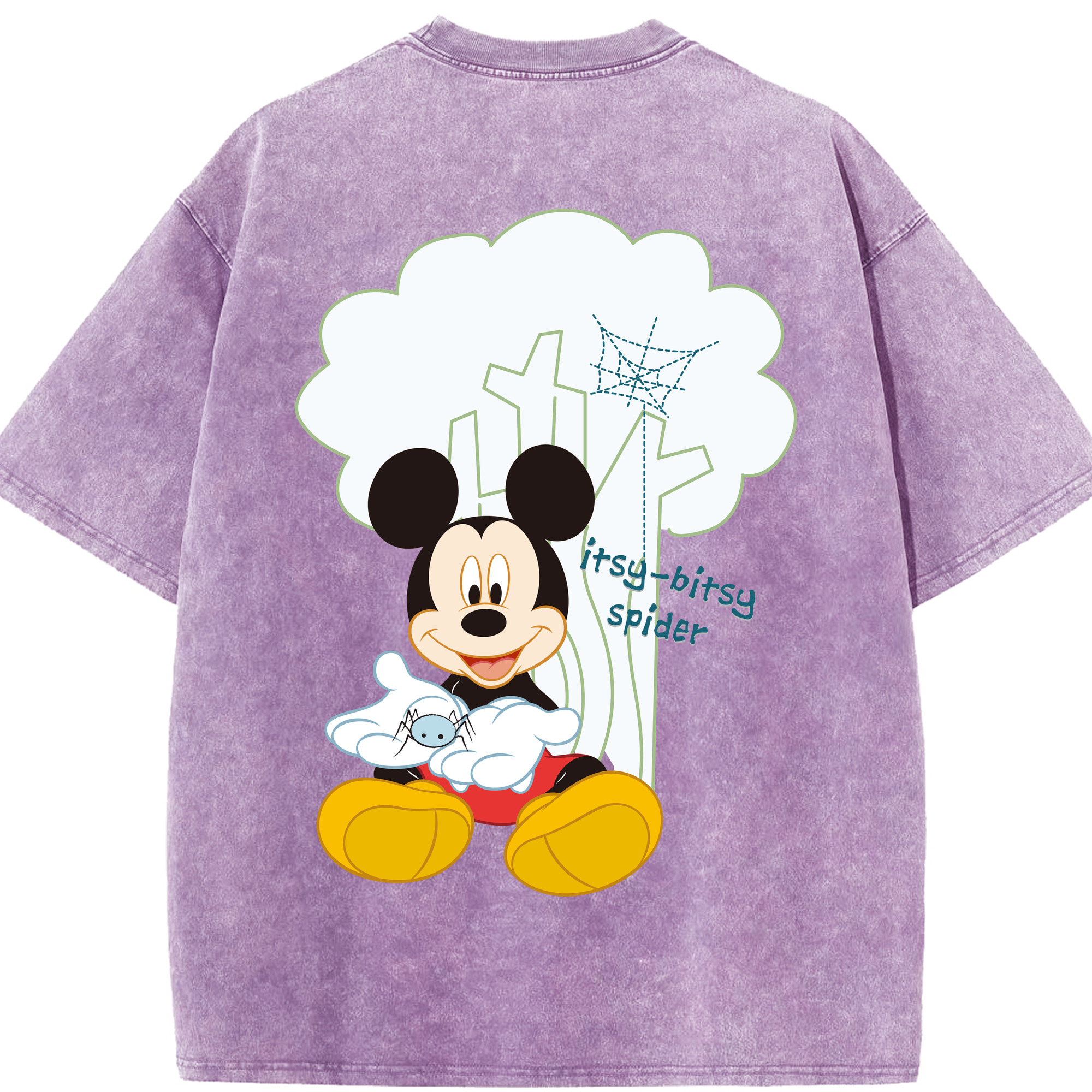 （画像用） ミッキーマウス Mickey Mouse 綿100% ヴィンテージ風 半袖Tシャツ（背面プリント）