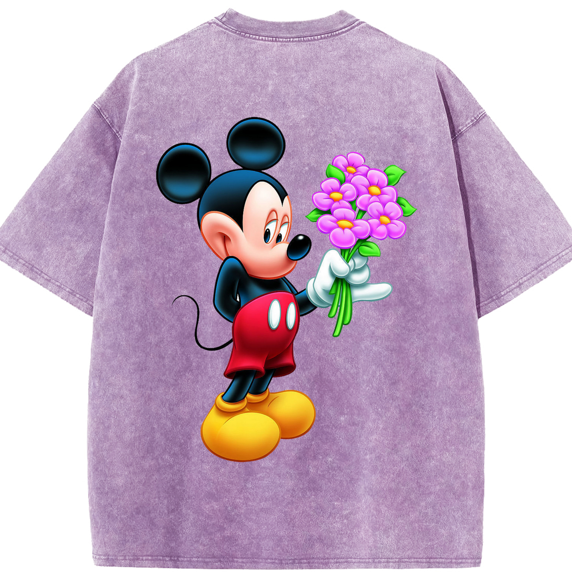 （画像用） ミッキーマウス Mickey Mouse 綿100% ヴィンテージ風 半袖Tシャツ（背面プリント）