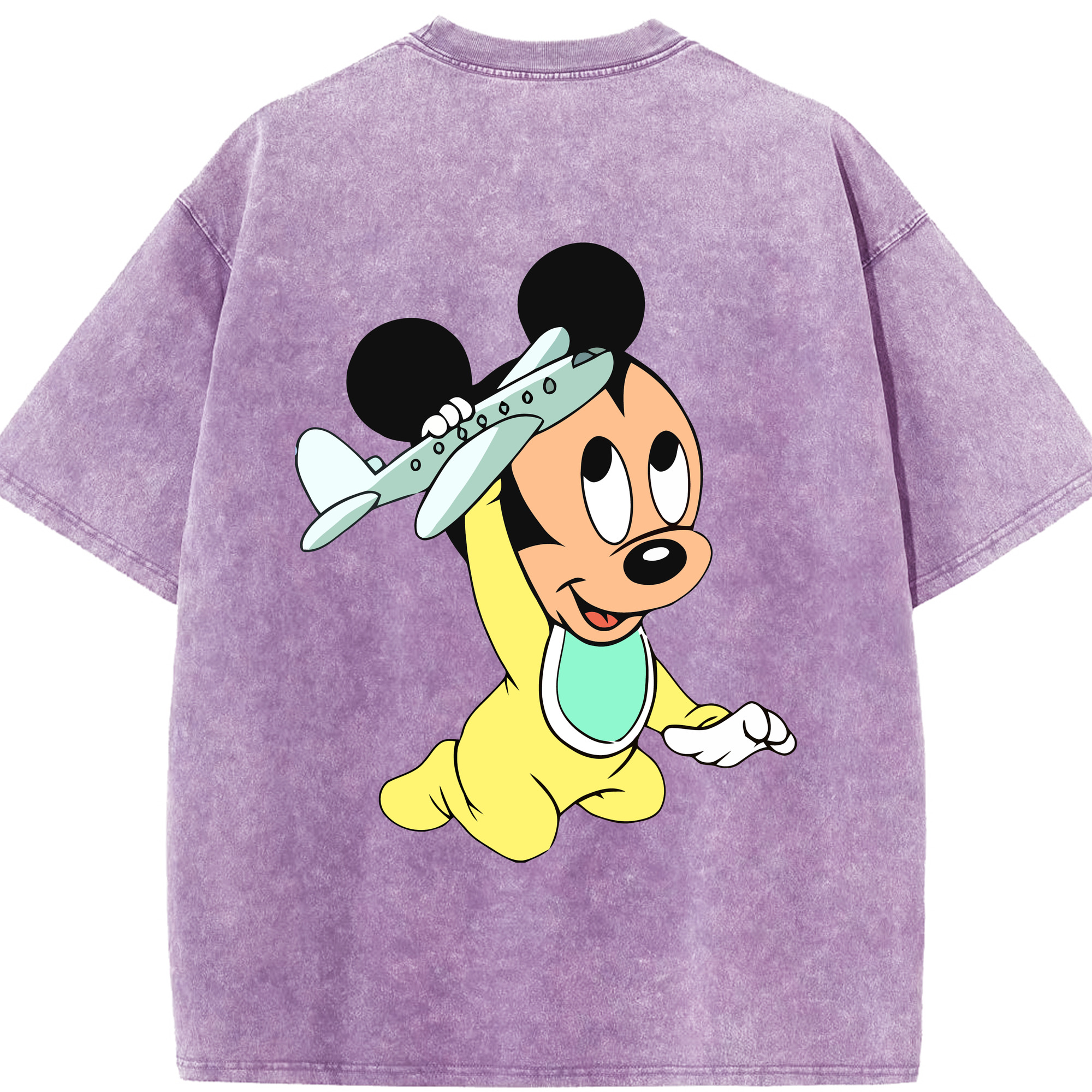 （画像用） ミッキーマウス Mickey Mouse 綿100% ヴィンテージ風 半袖Tシャツ（背面プリント）