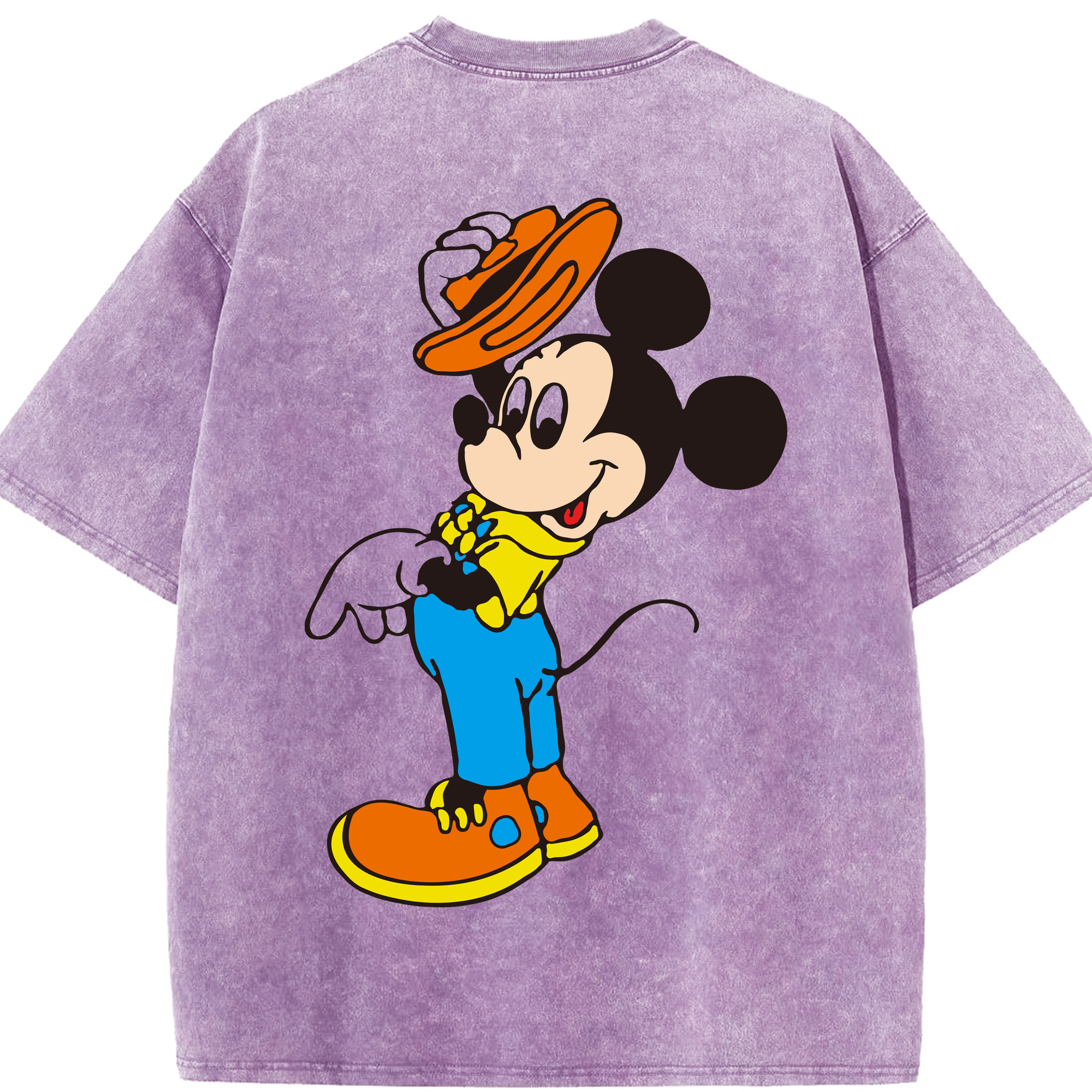 （画像用） ミッキーマウス Mickey Mouse 綿100% ヴィンテージ風 半袖Tシャツ（背面プリント）