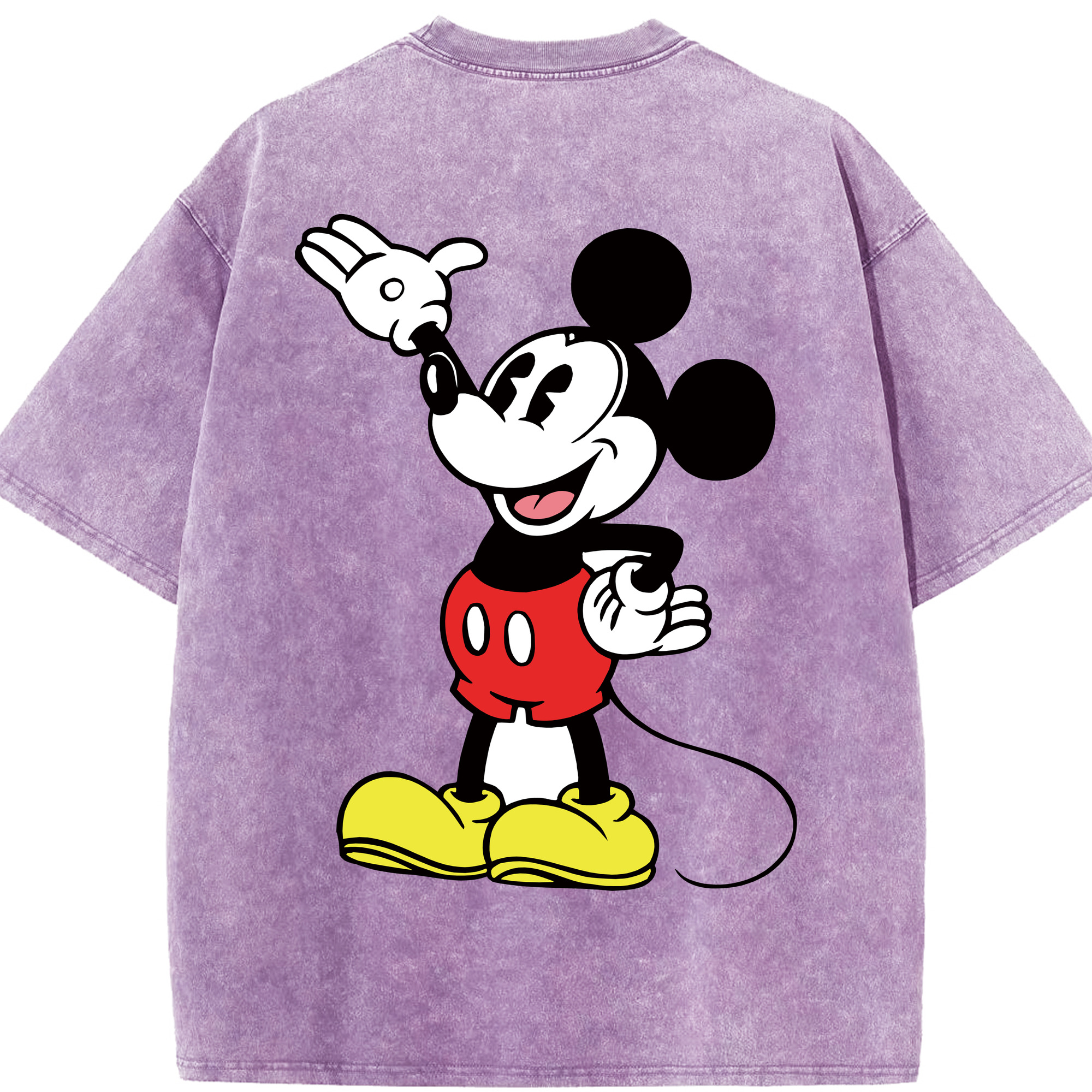 （画像用） ミッキーマウス Mickey Mouse 綿100% ヴィンテージ風 半袖Tシャツ（背面プリント）