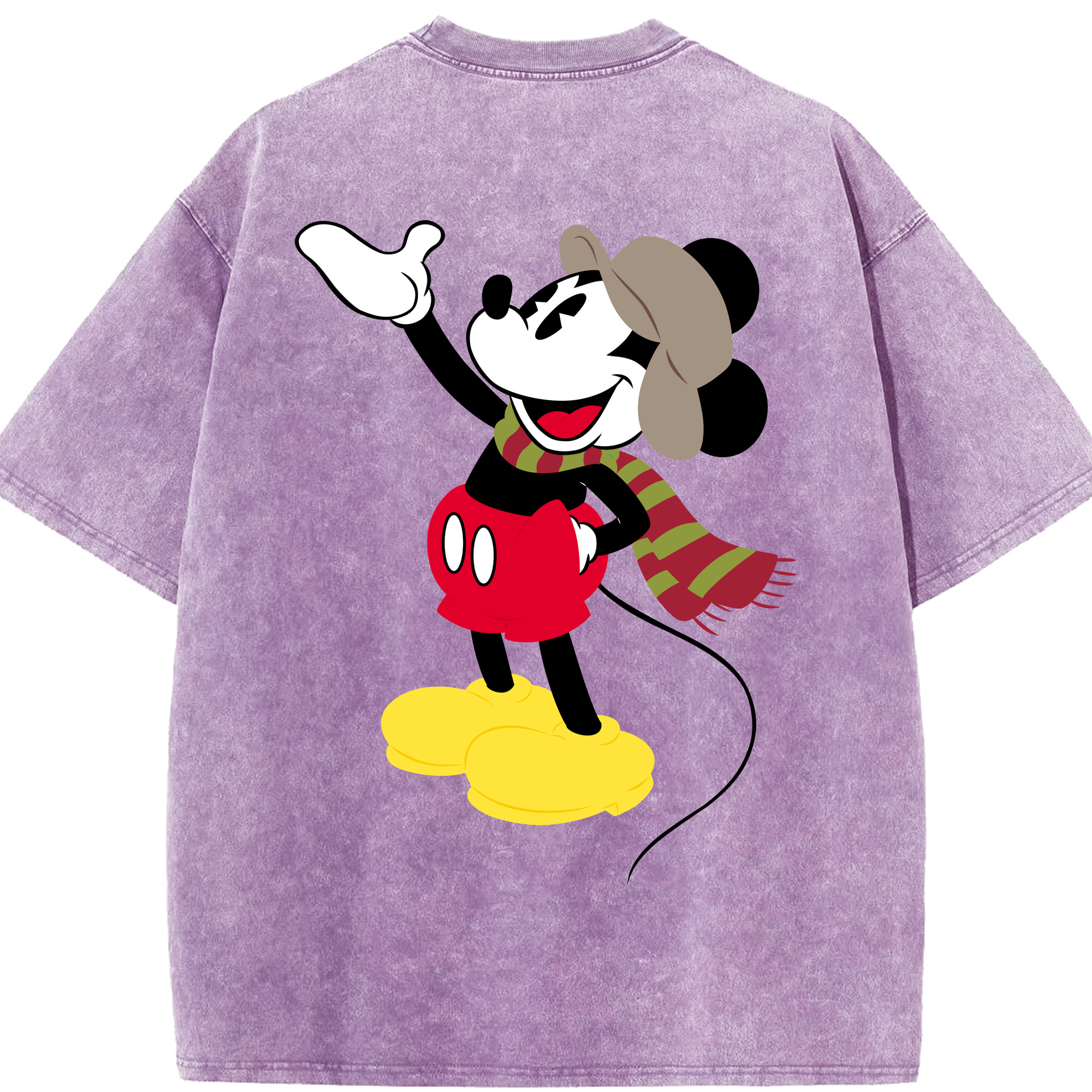（画像用） ミッキーマウス Mickey Mouse 綿100% ヴィンテージ風 半袖Tシャツ（背面プリント）