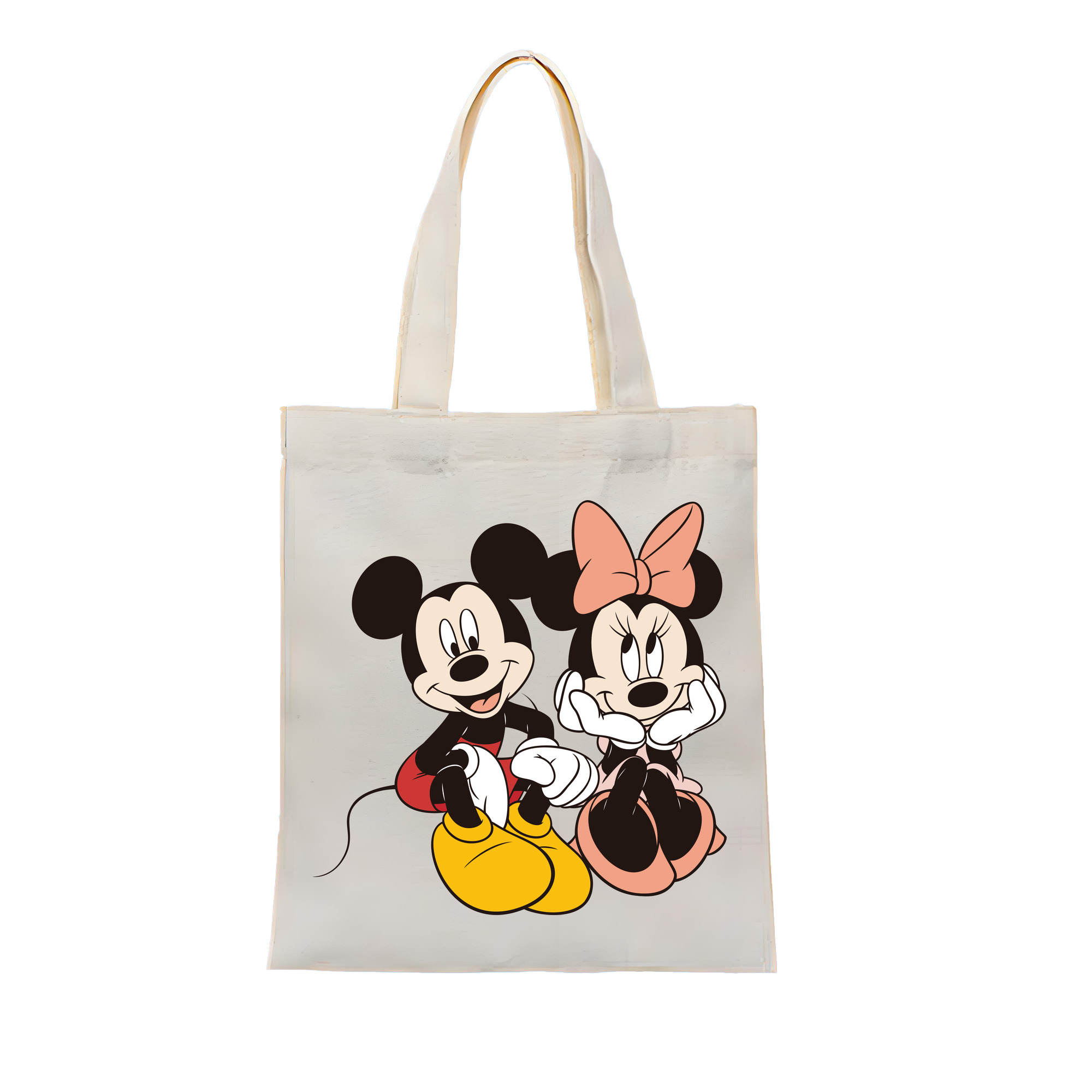 （画像用） ミッキーマウス Mickey Mouse 縦型キャンバス生地手提げバッグ　トートバッグ