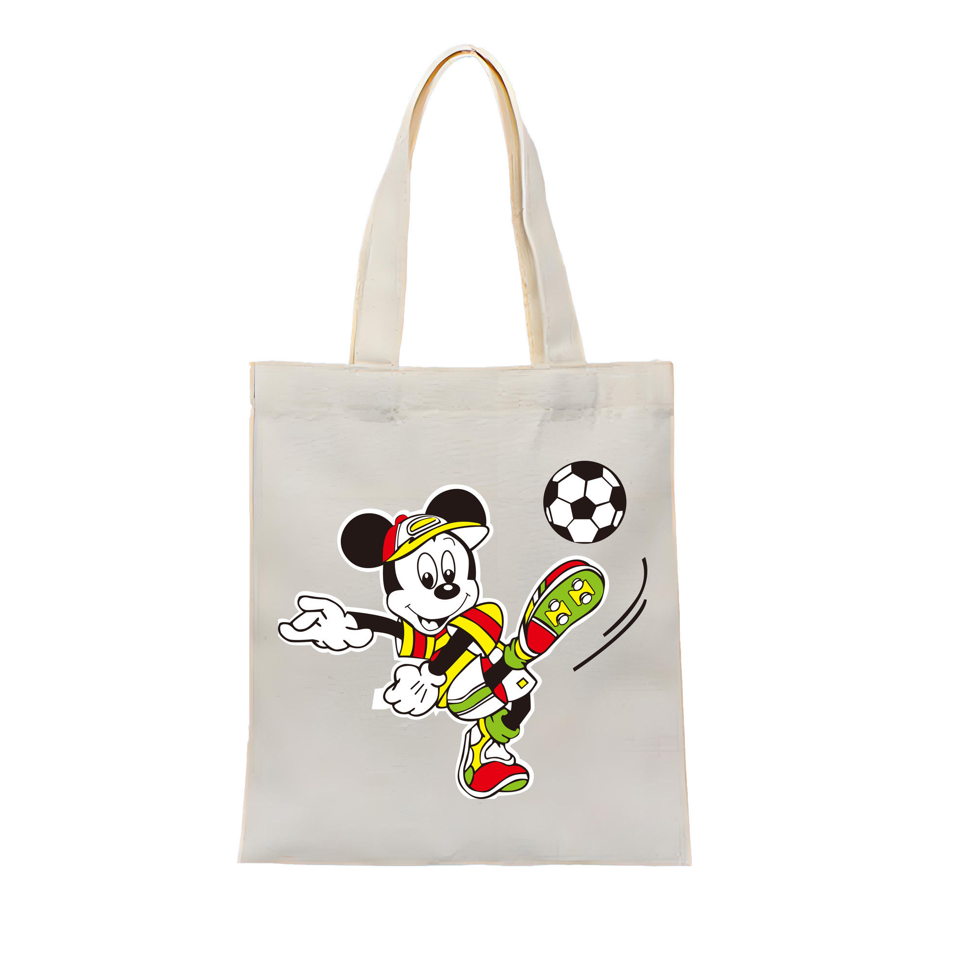 ミッキーマウス Mickey Mouse 縦型キャンバス生地手提げバッグ　トートバッグ