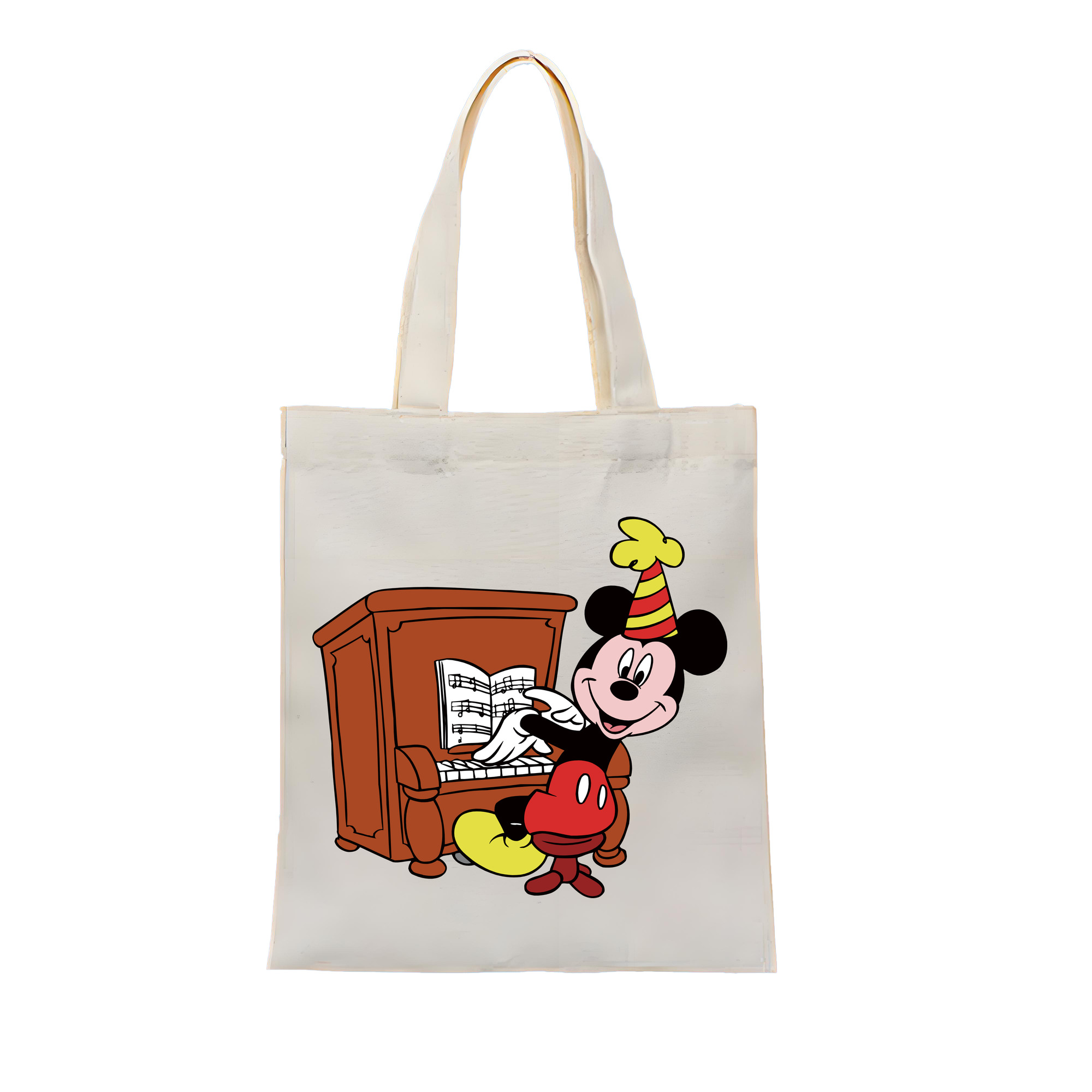 ミッキーマウス Mickey Mouse 縦型キャンバス生地手提げバッグ　トートバッグ