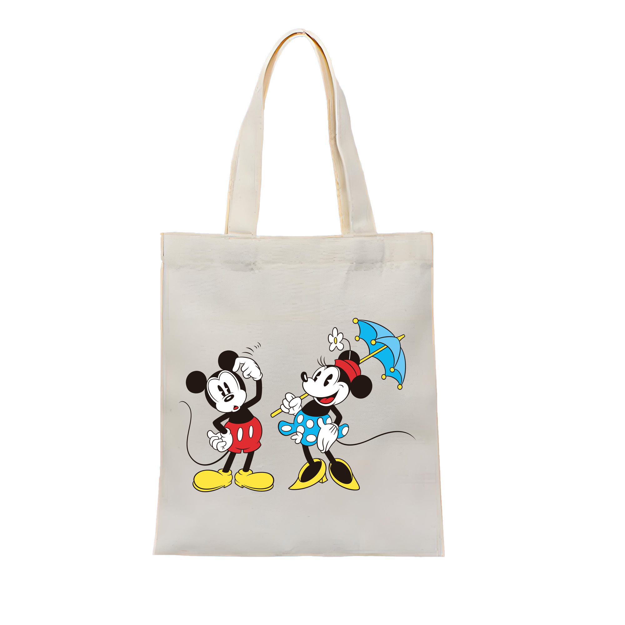 ミッキーマウス Mickey Mouse 縦型キャンバス生地手提げバッグ　トートバッグ