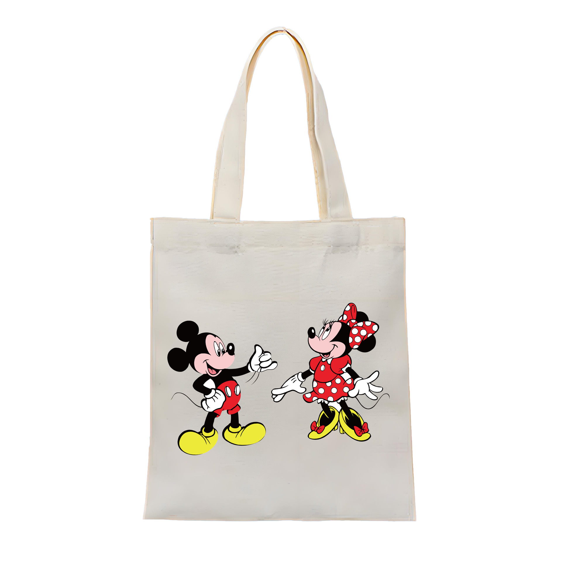 ミッキーマウス Mickey Mouse 縦型キャンバス生地手提げバッグ　トートバッグ