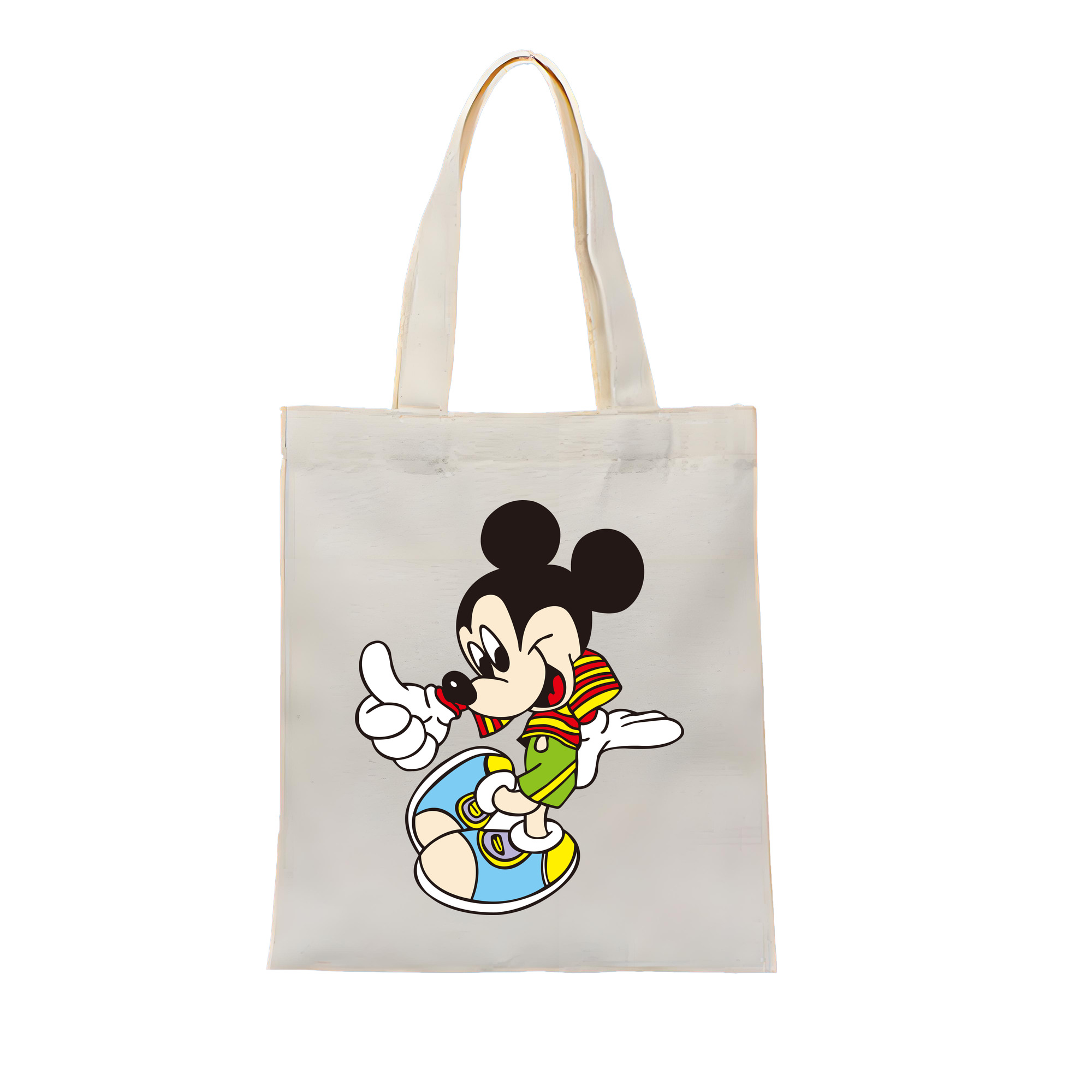 ミッキーマウス Mickey Mouse 縦型キャンバス生地手提げバッグ　トートバッグ