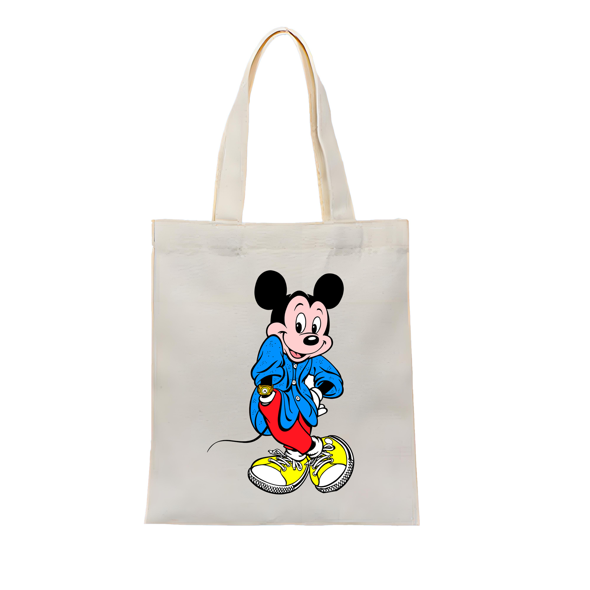（画像用） ミッキーマウス Mickey Mouse 縦型キャンバス生地手提げバッグ　トートバッグ