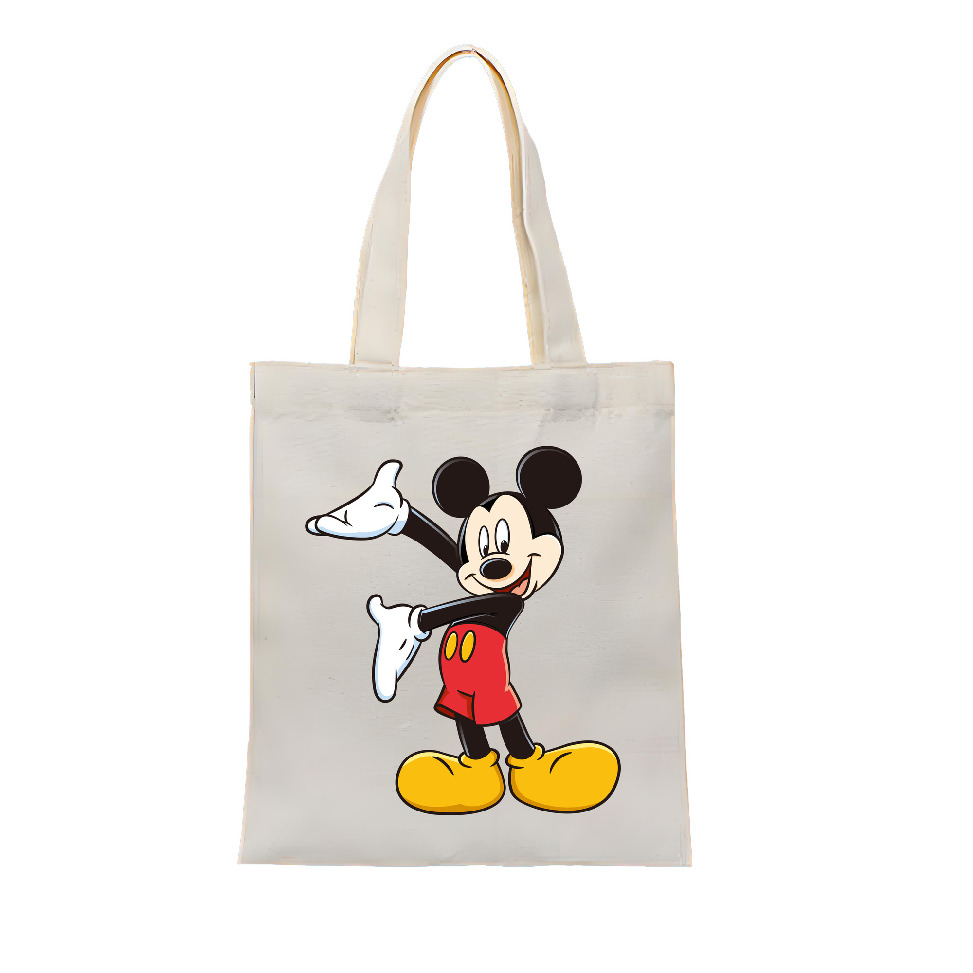 （画像用） ミッキーマウス Mickey Mouse 縦型キャンバス生地手提げバッグ　トートバッグ