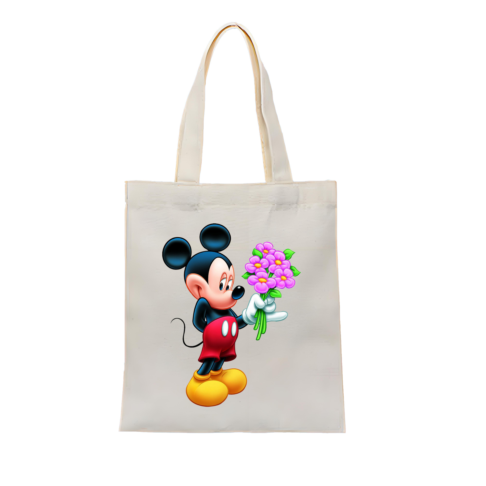 （画像用） ミッキーマウス Mickey Mouse 縦型キャンバス生地手提げバッグ　トートバッグ