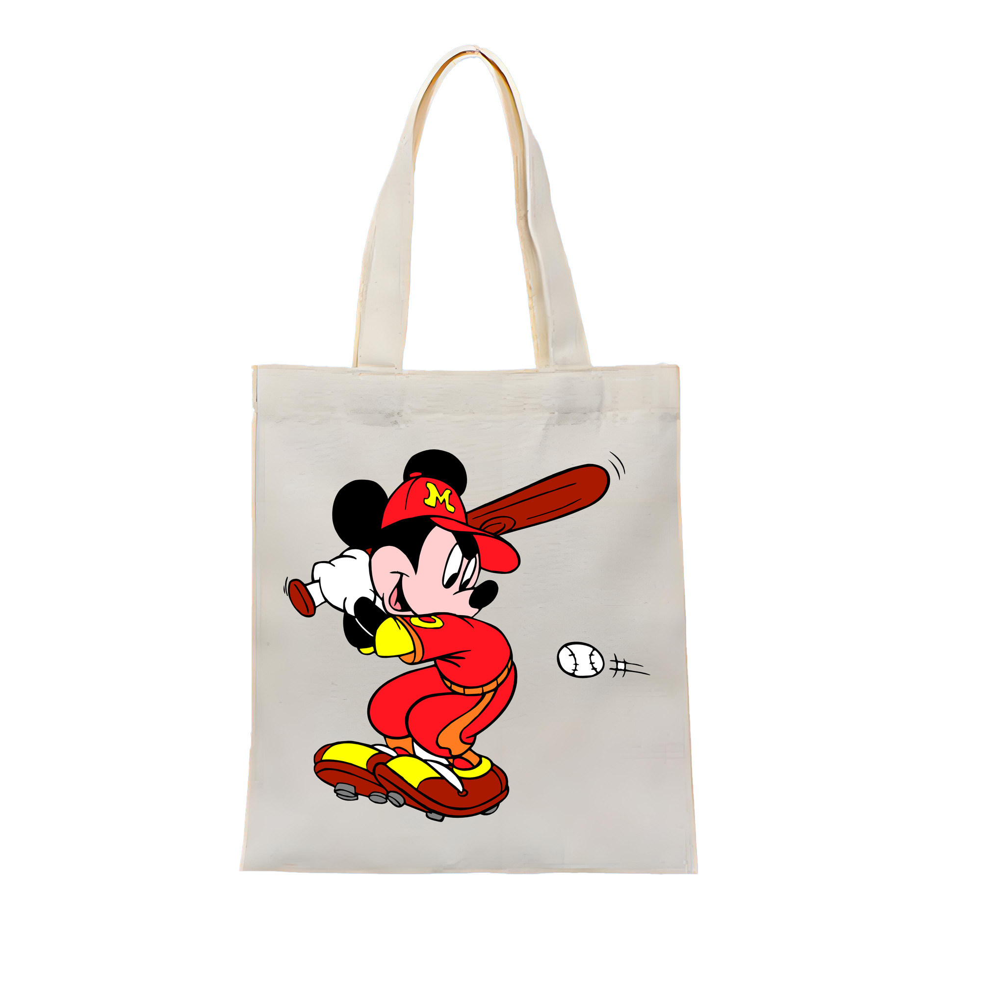 （画像用） ミッキーマウス Mickey Mouse 縦型キャンバス生地手提げバッグ　トートバッグ