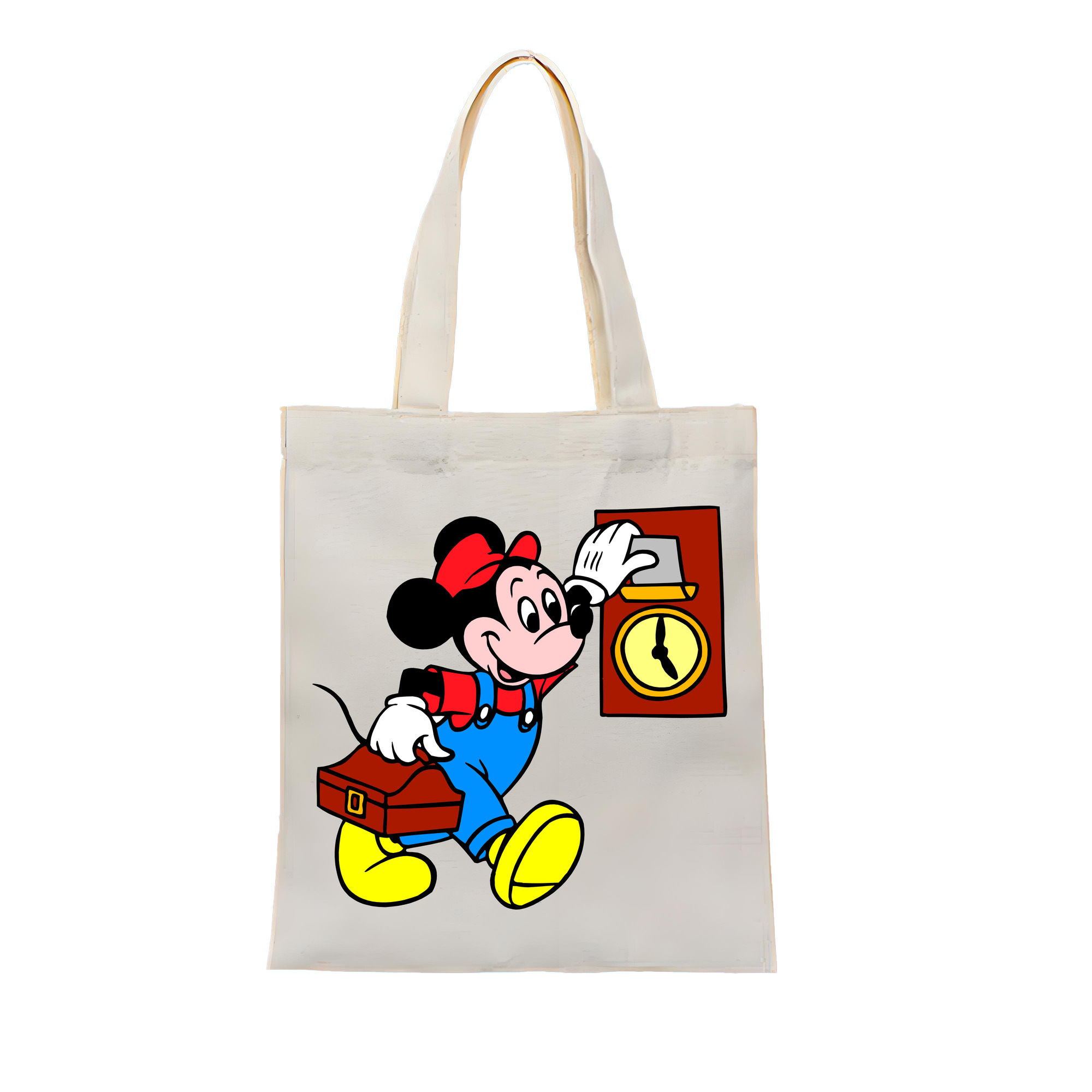 （画像用） ミッキーマウス Mickey Mouse 縦型キャンバス生地手提げバッグ　トートバッグ