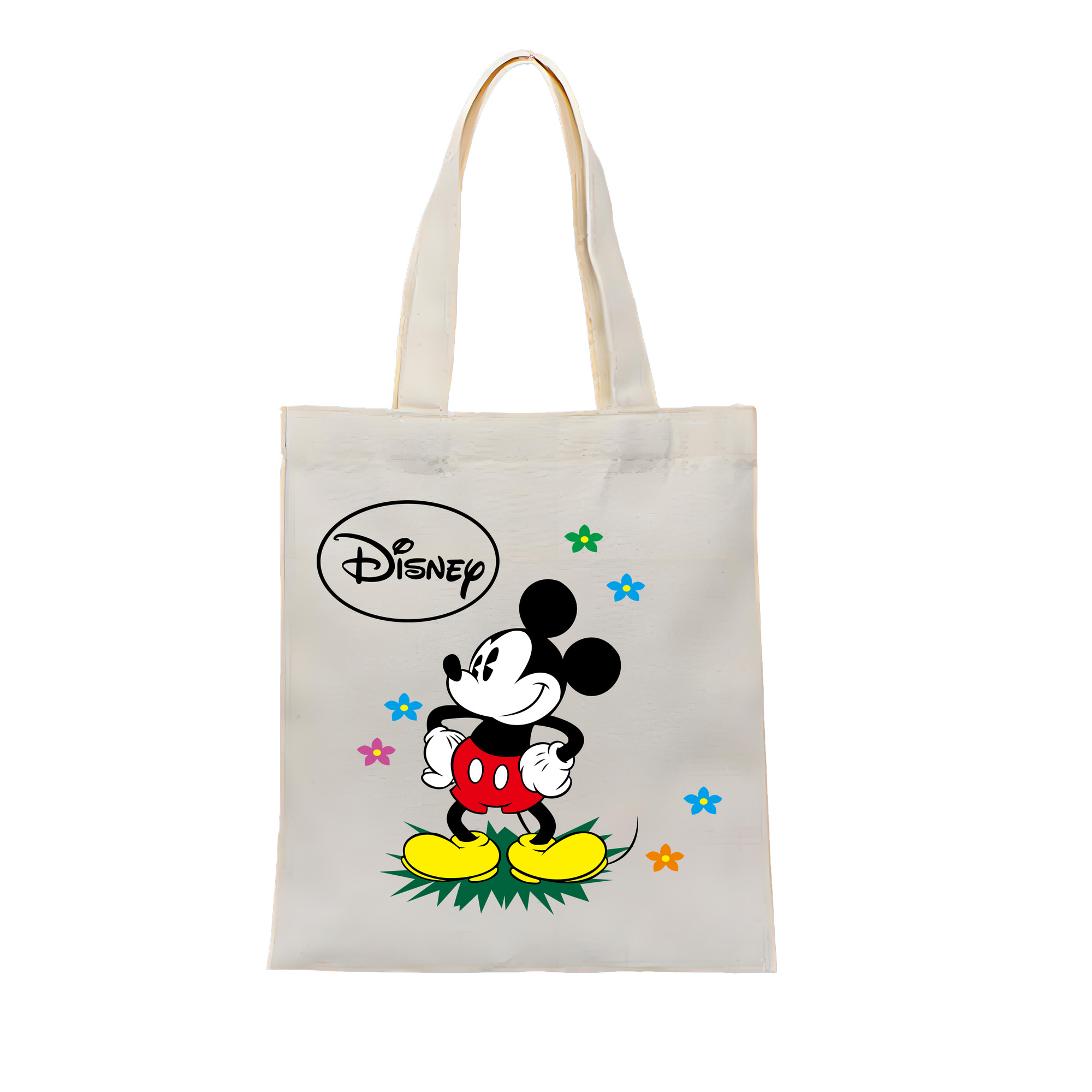 （画像用） ミッキーマウス Mickey Mouse 縦型キャンバス生地手提げバッグ　トートバッグ