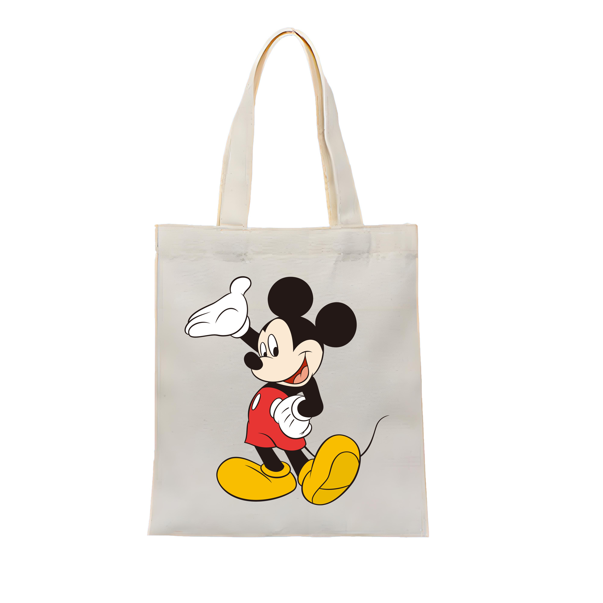 （画像用） ミッキーマウス Mickey Mouse 縦型キャンバス生地手提げバッグ　トートバッグ