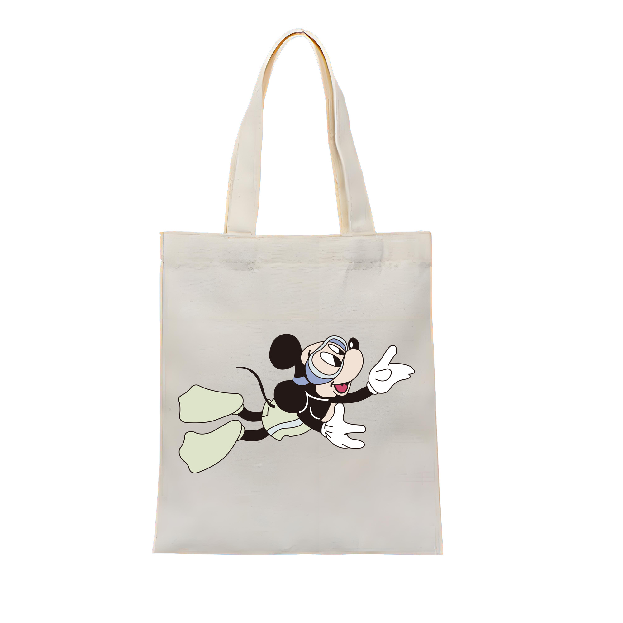 （画像用） ミッキーマウス Mickey Mouse 縦型キャンバス生地手提げバッグ　トートバッグ