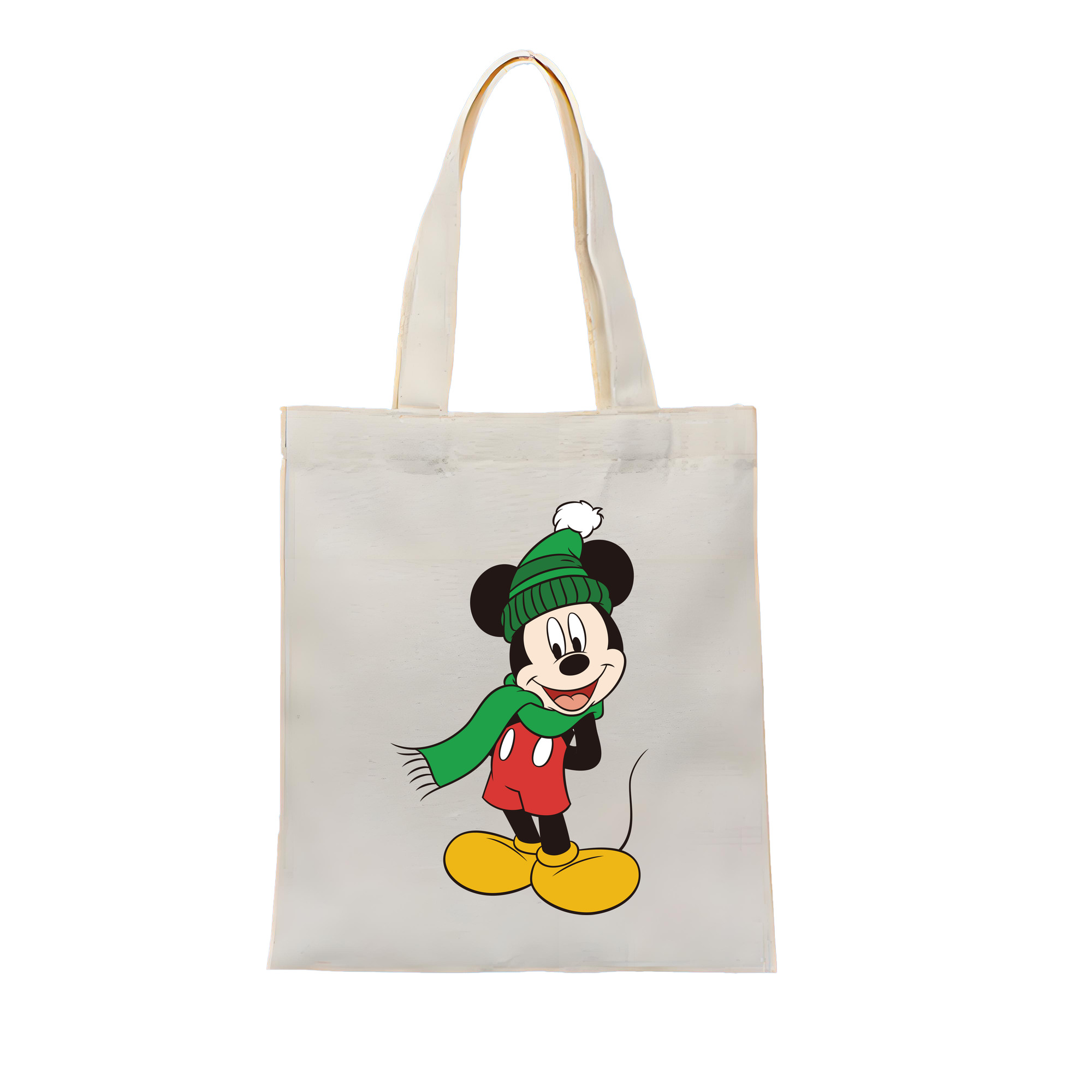 （画像用） ミッキーマウス Mickey Mouse 縦型キャンバス生地手提げバッグ　トートバッグ