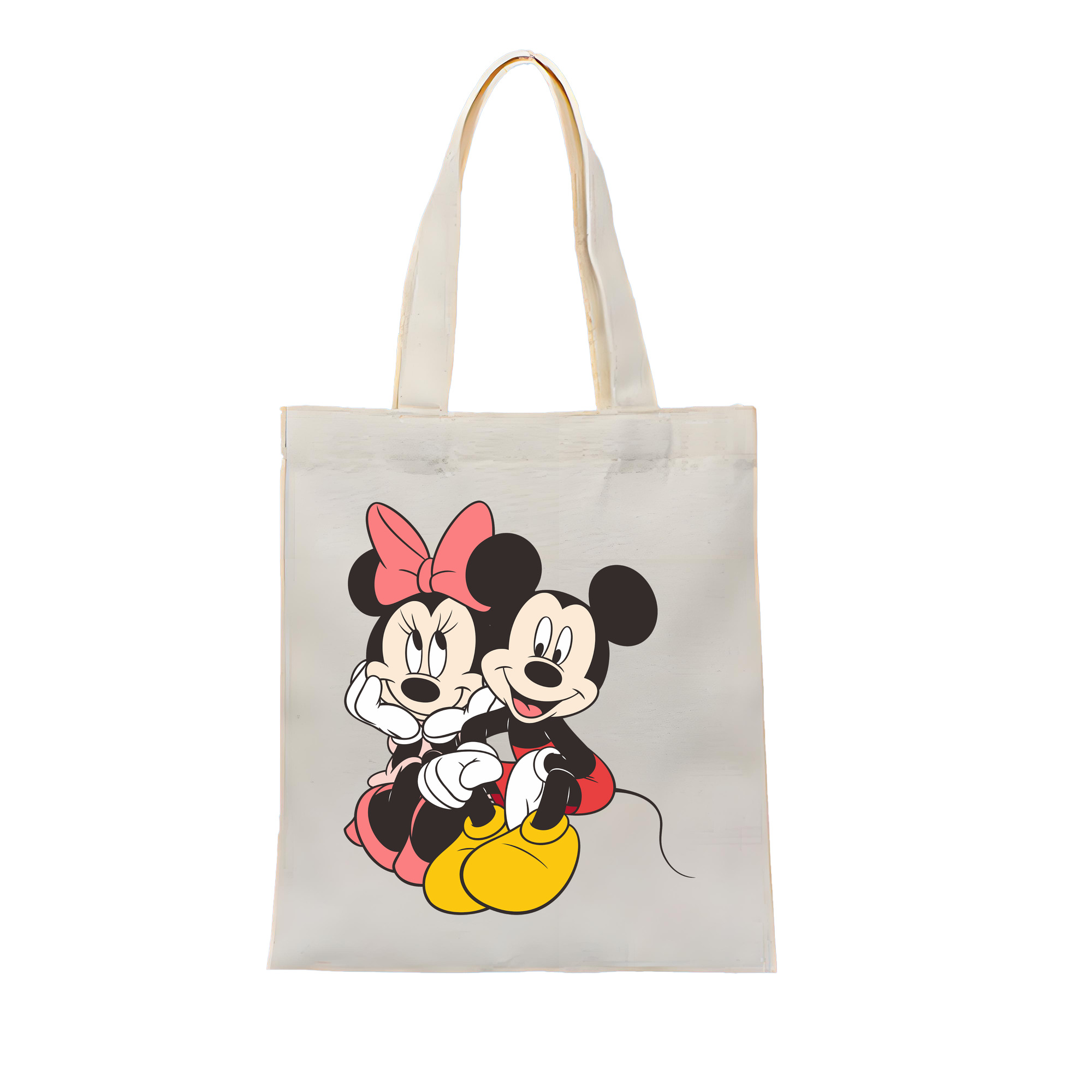 （画像用） ミッキーマウス Mickey Mouse 縦型キャンバス生地手提げバッグ　トートバッグ
