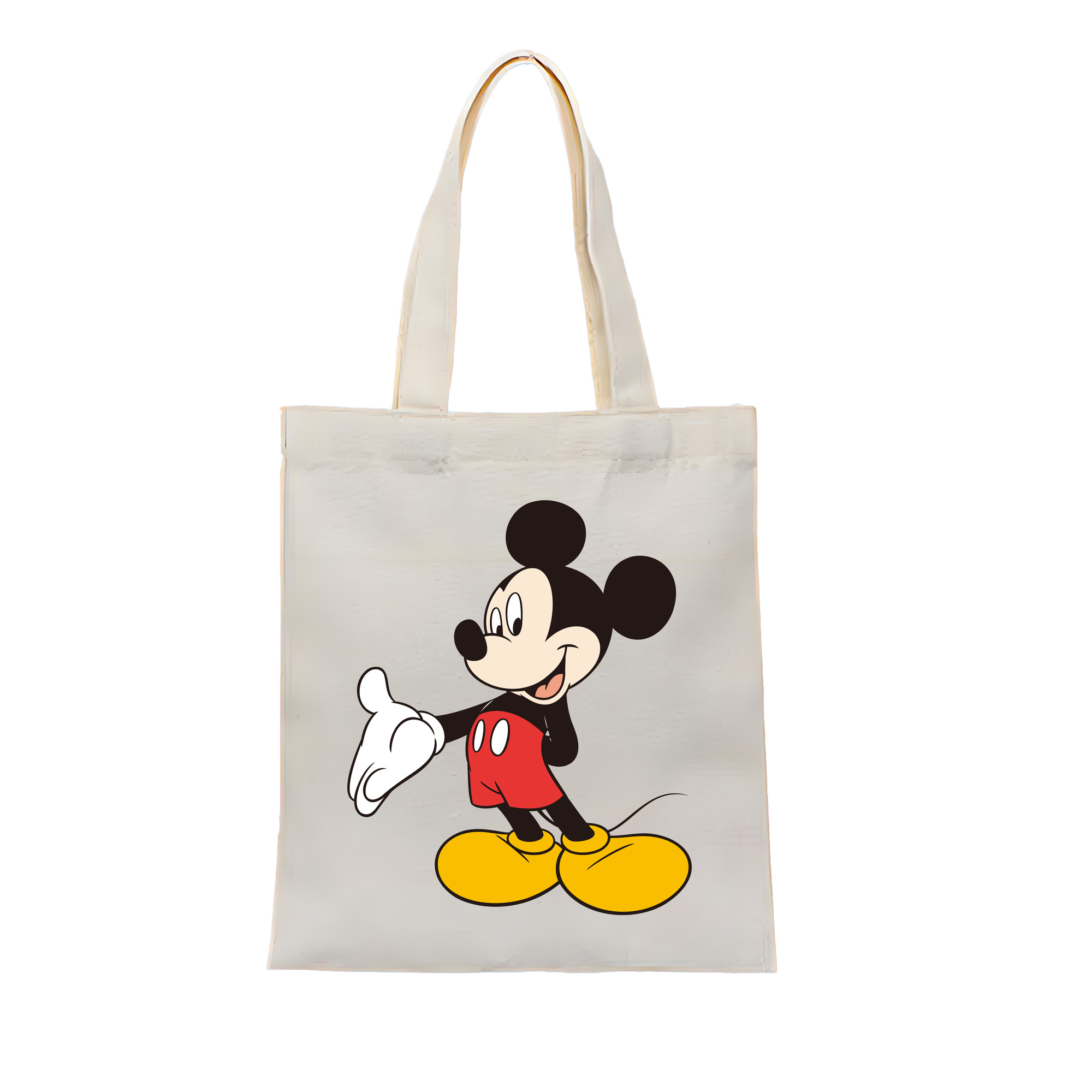 （画像用） ミッキーマウス Mickey Mouse 縦型キャンバス生地手提げバッグ　トートバッグ