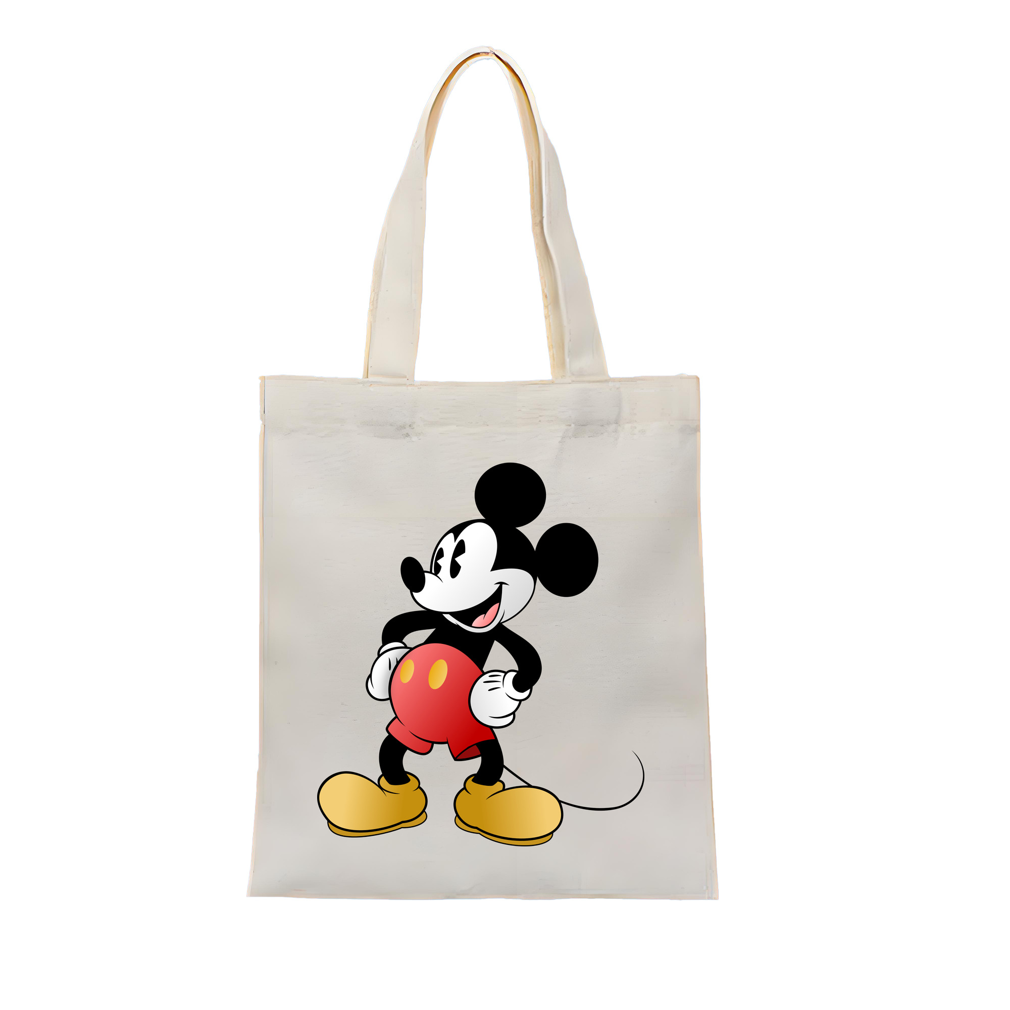 （画像用） ミッキーマウス Mickey Mouse 縦型キャンバス生地手提げバッグ　トートバッグ