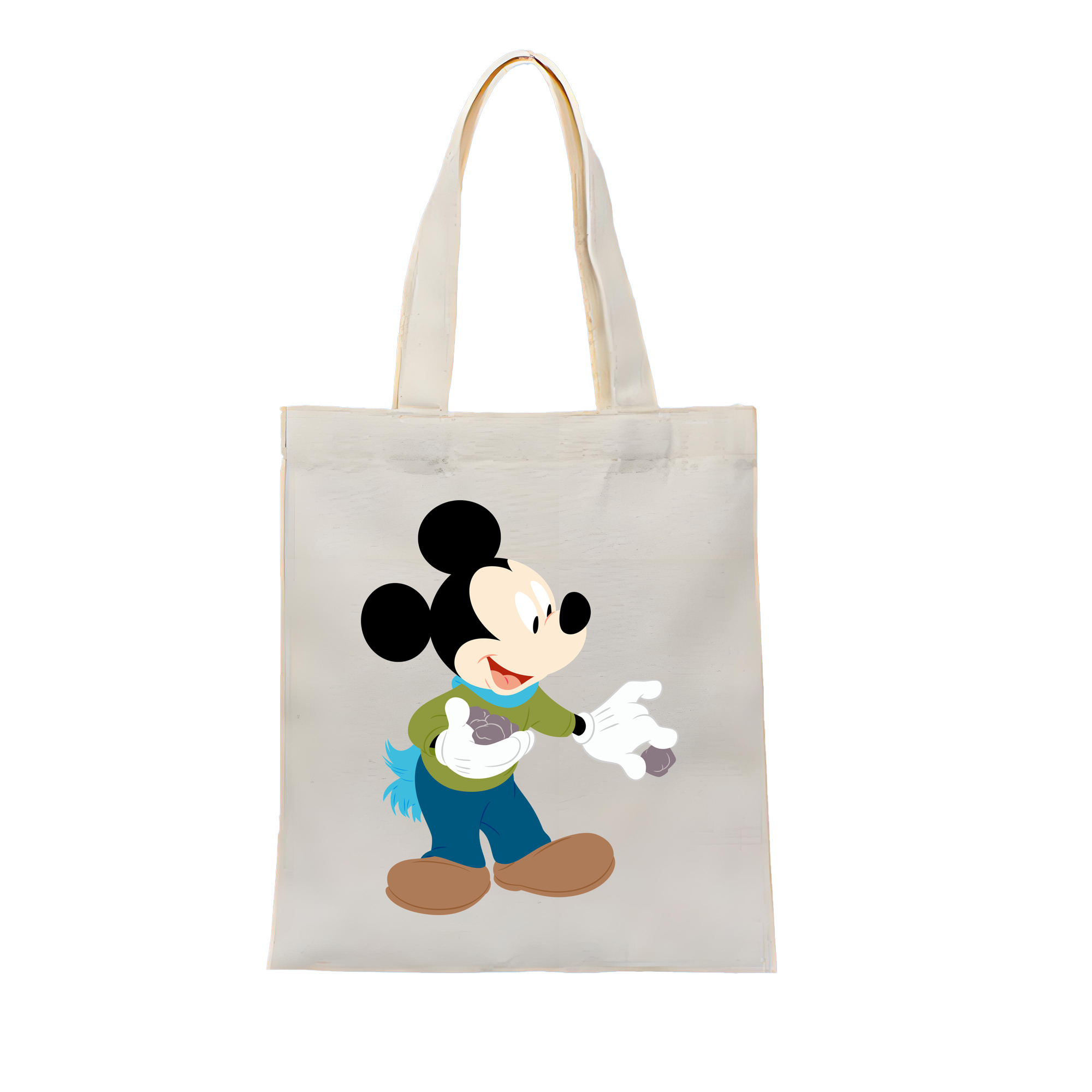 （画像用） ミッキーマウス Mickey Mouse 縦型キャンバス生地手提げバッグ　トートバッグ