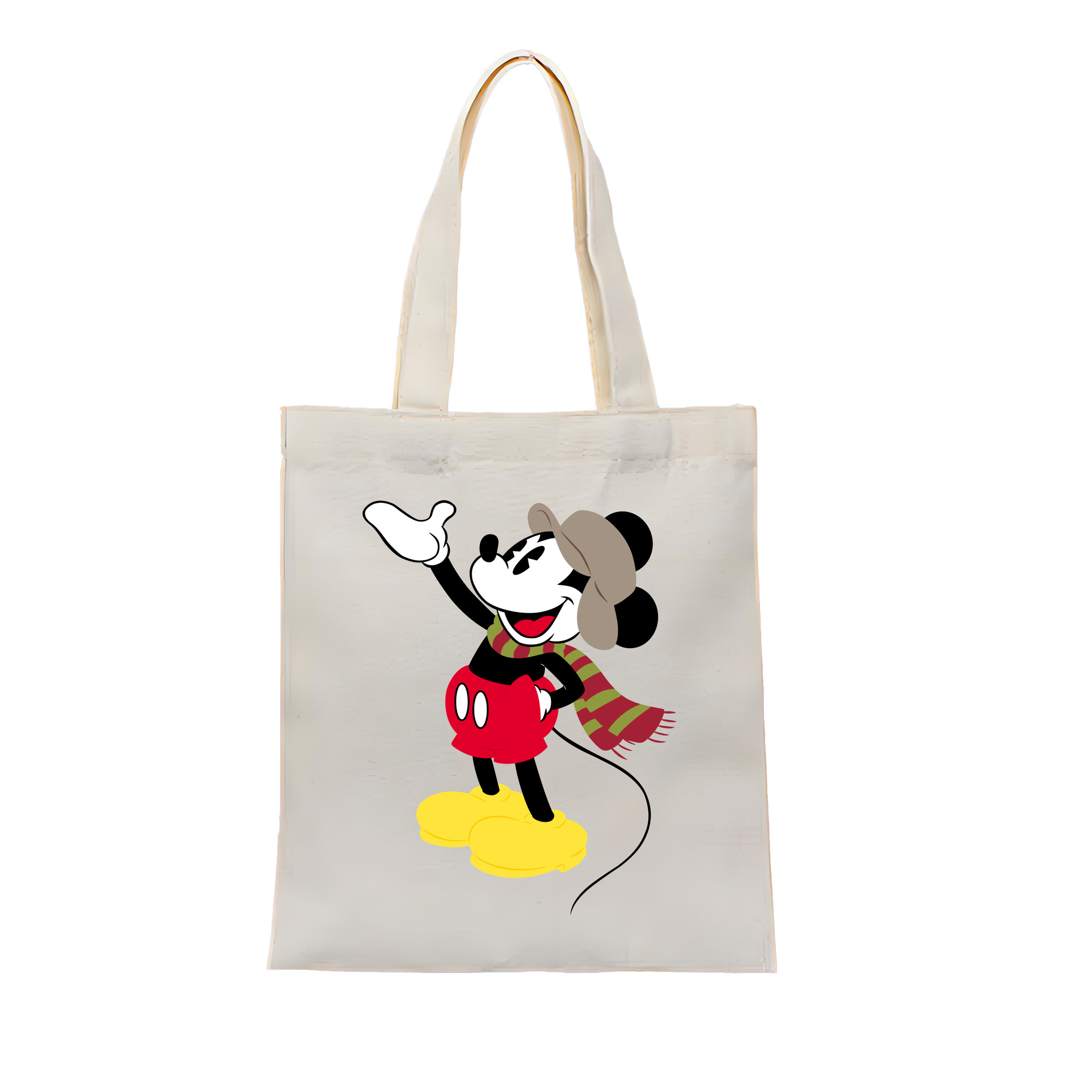 （画像用） ミッキーマウス Mickey Mouse 縦型キャンバス生地手提げバッグ　トートバッグ