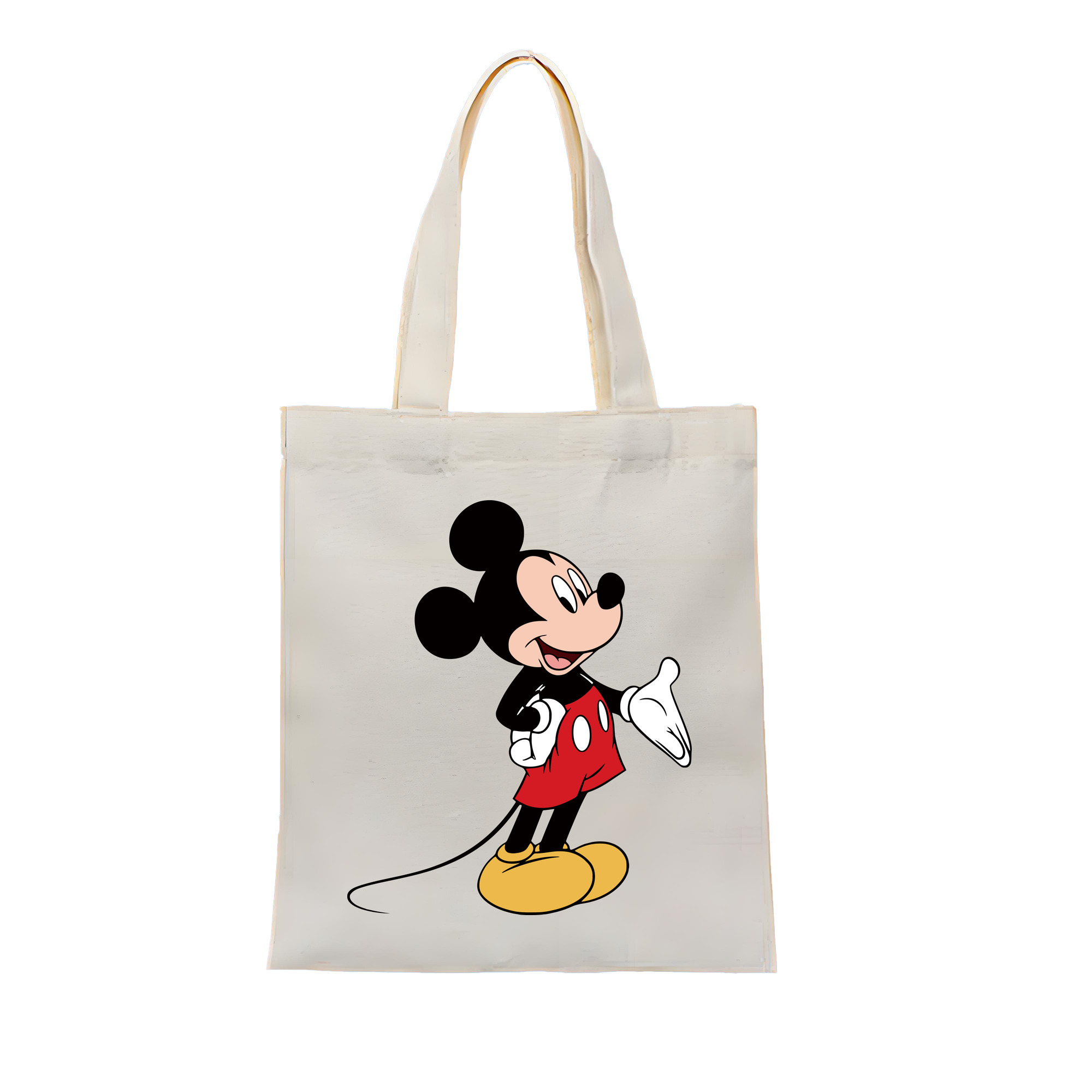 （画像用） ミッキーマウス Mickey Mouse 縦型キャンバス生地手提げバッグ　トートバッグ