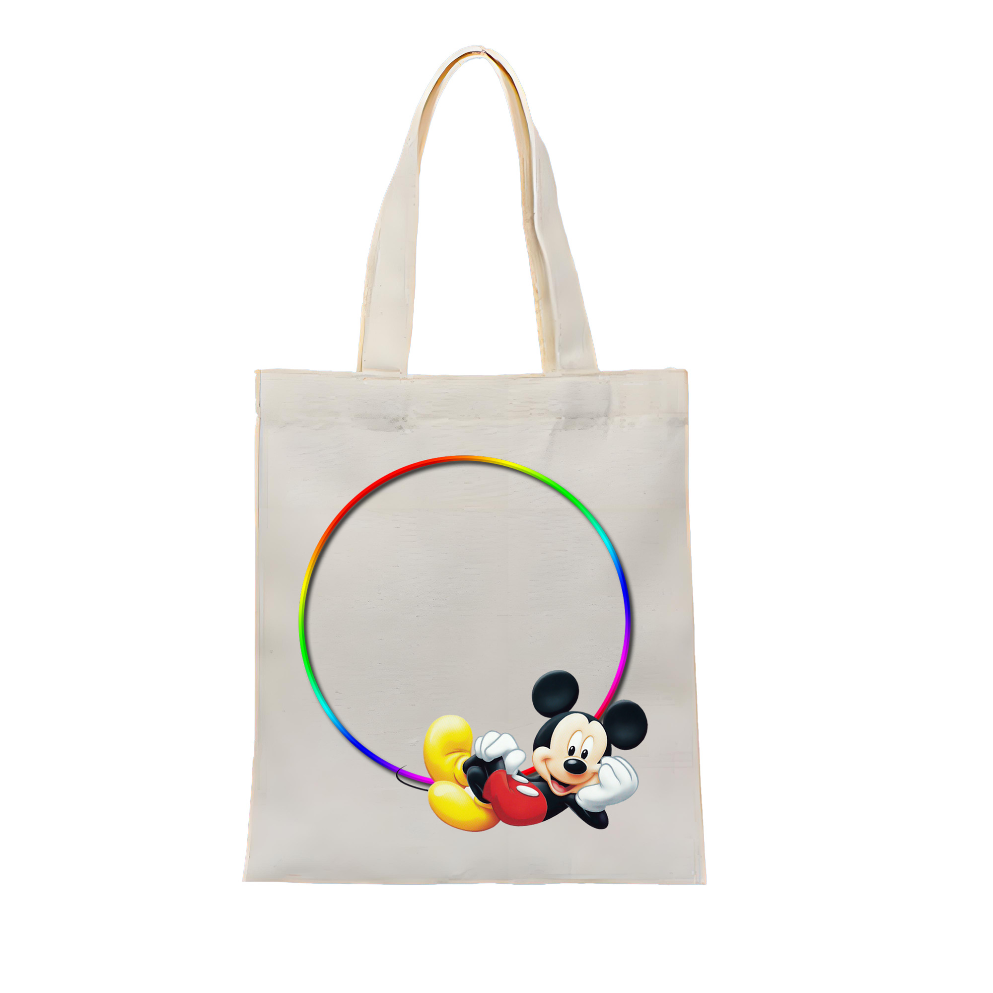 （画像用） ミッキーマウス Mickey Mouse 縦型キャンバス生地手提げバッグ　トートバッグ