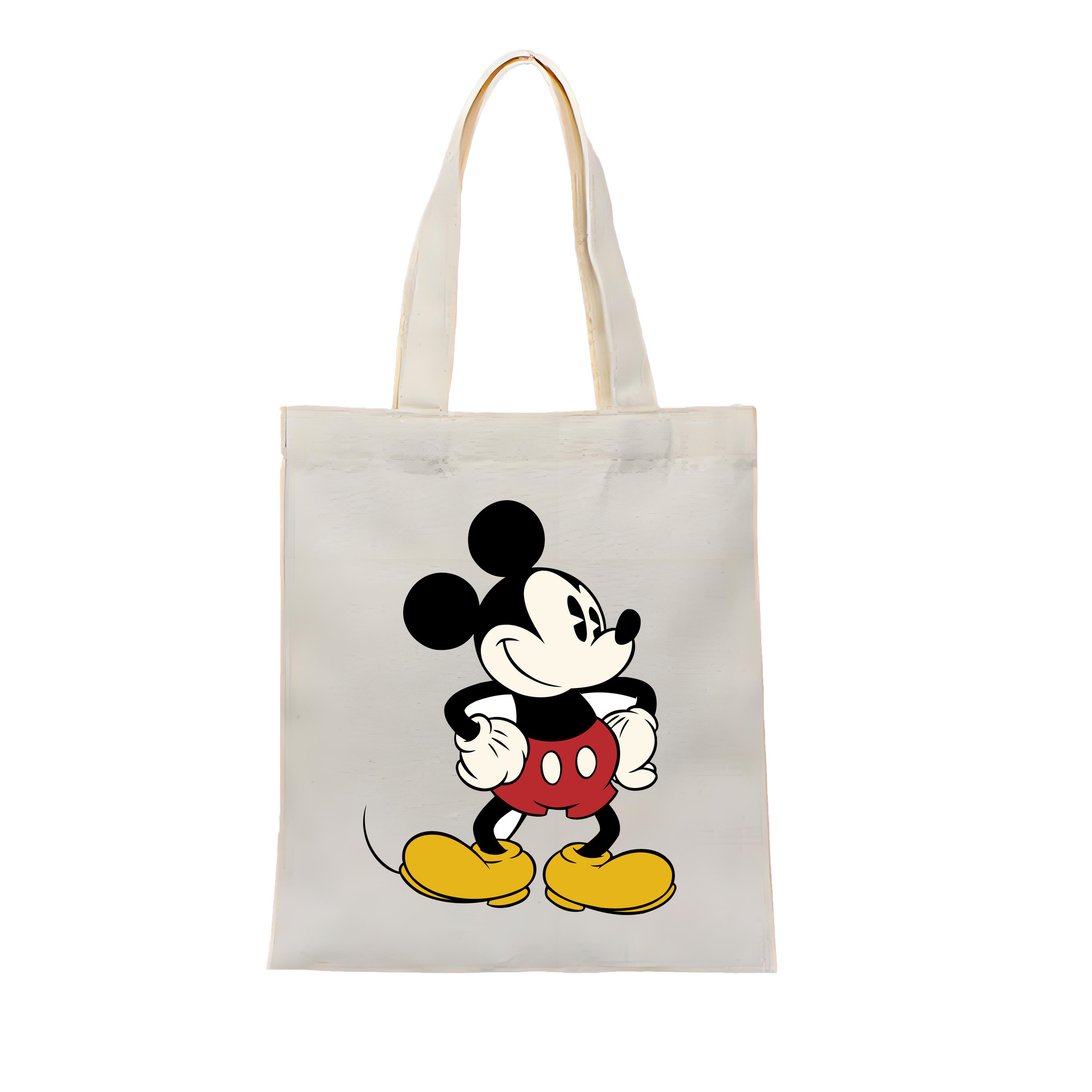 （画像用） ミッキーマウス Mickey Mouse 縦型キャンバス生地手提げバッグ　トートバッグ