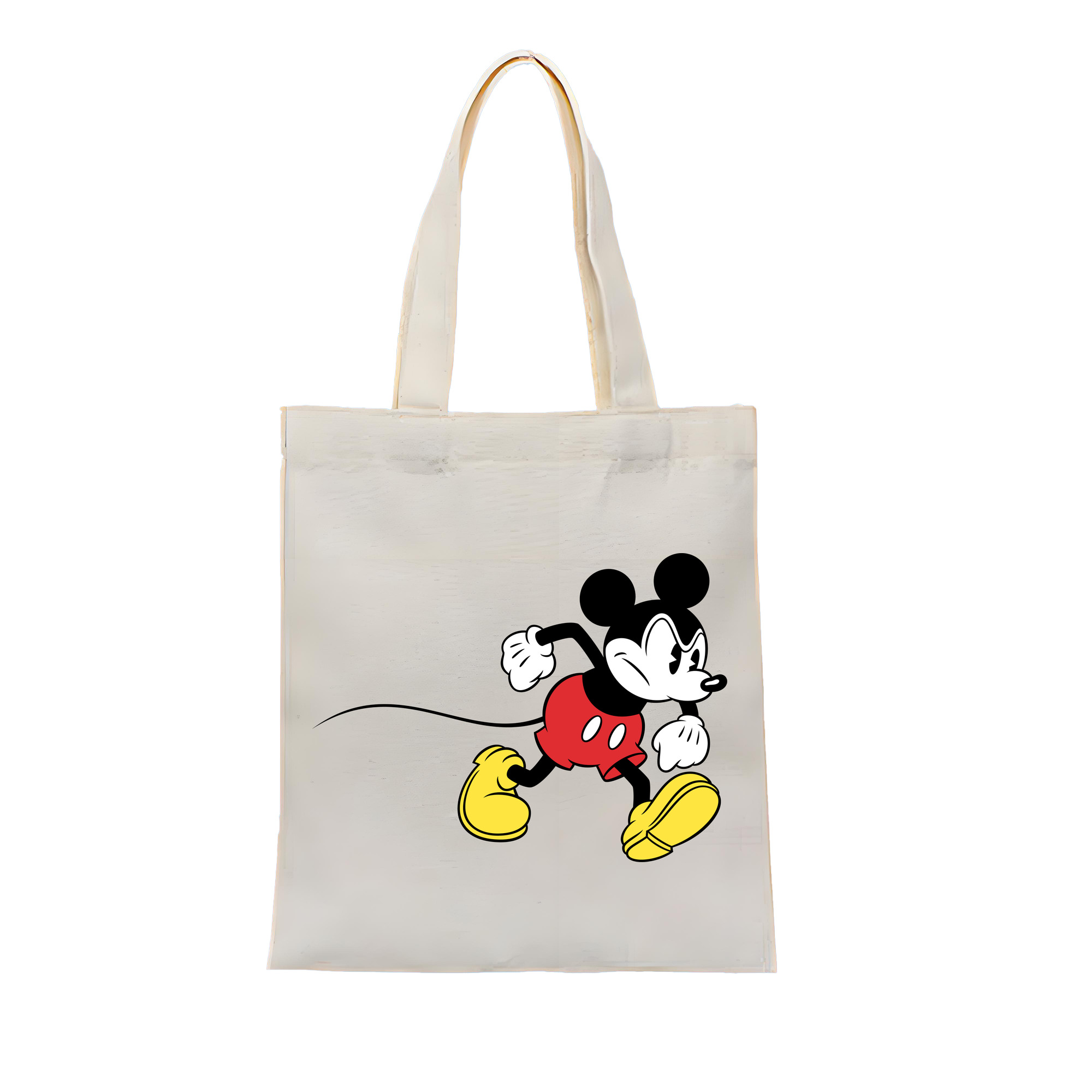 （画像用） ミッキーマウス Mickey Mouse 縦型キャンバス生地手提げバッグ　トートバッグ