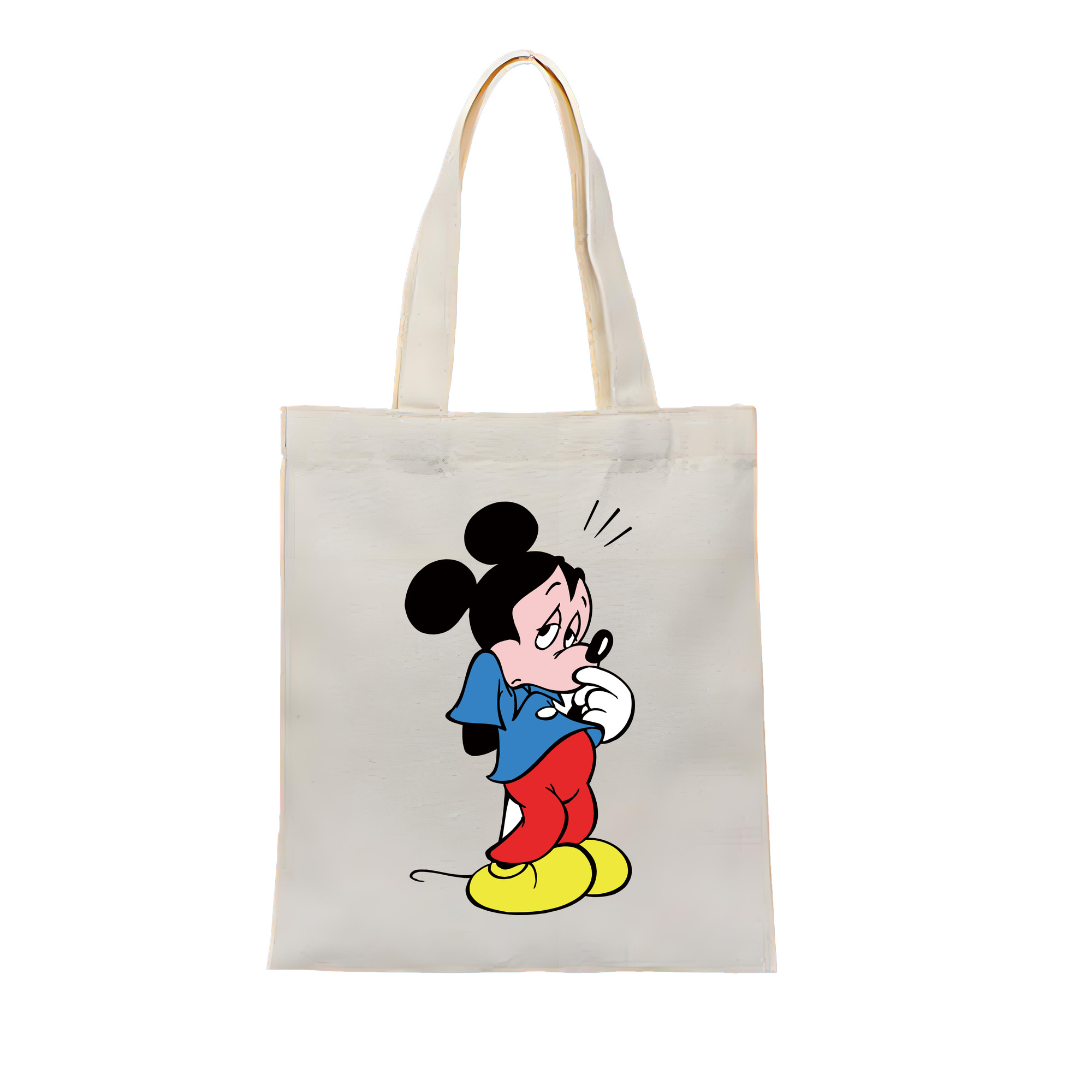 （画像用） ミッキーマウス Mickey Mouse 縦型キャンバス生地手提げバッグ　トートバッグ