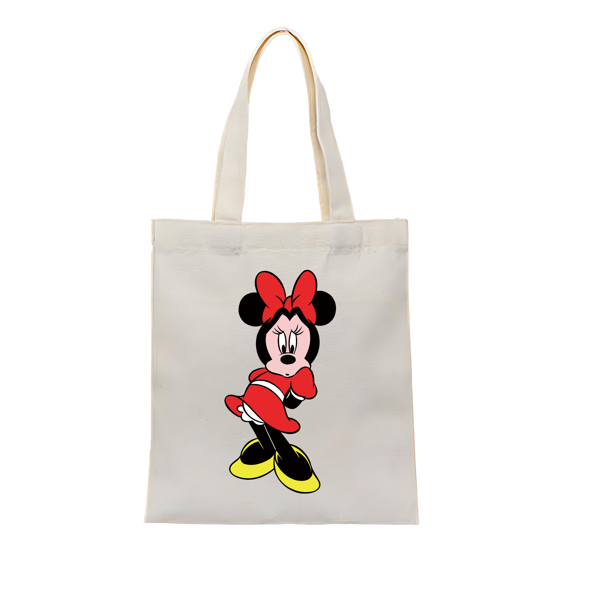 （画像用） ミッキーマウス Mickey Mouse 縦型キャンバス生地手提げバッグ　トートバッグ